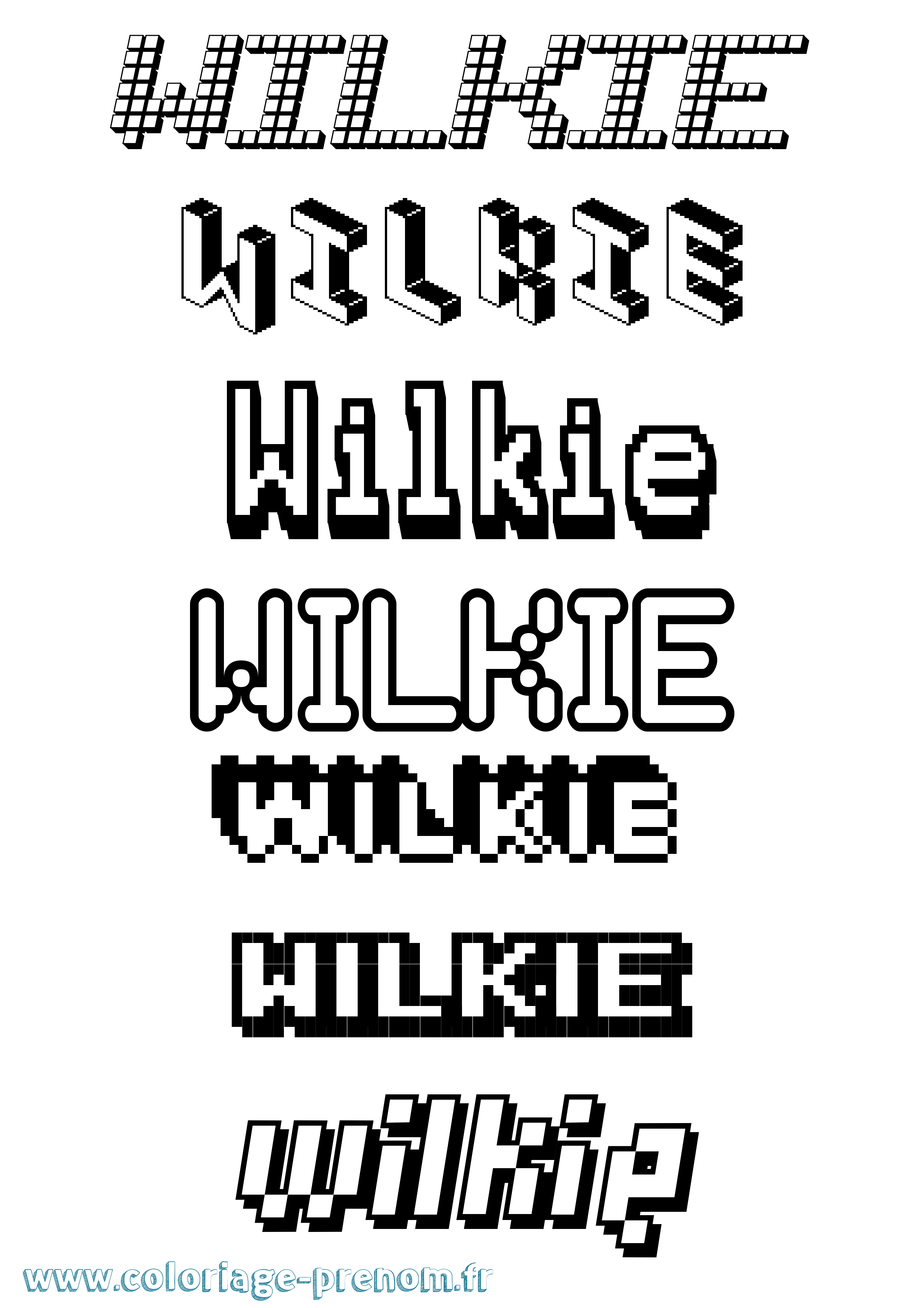 Coloriage Wilkie Pixel Coloriage prénom Wilkie Pixel