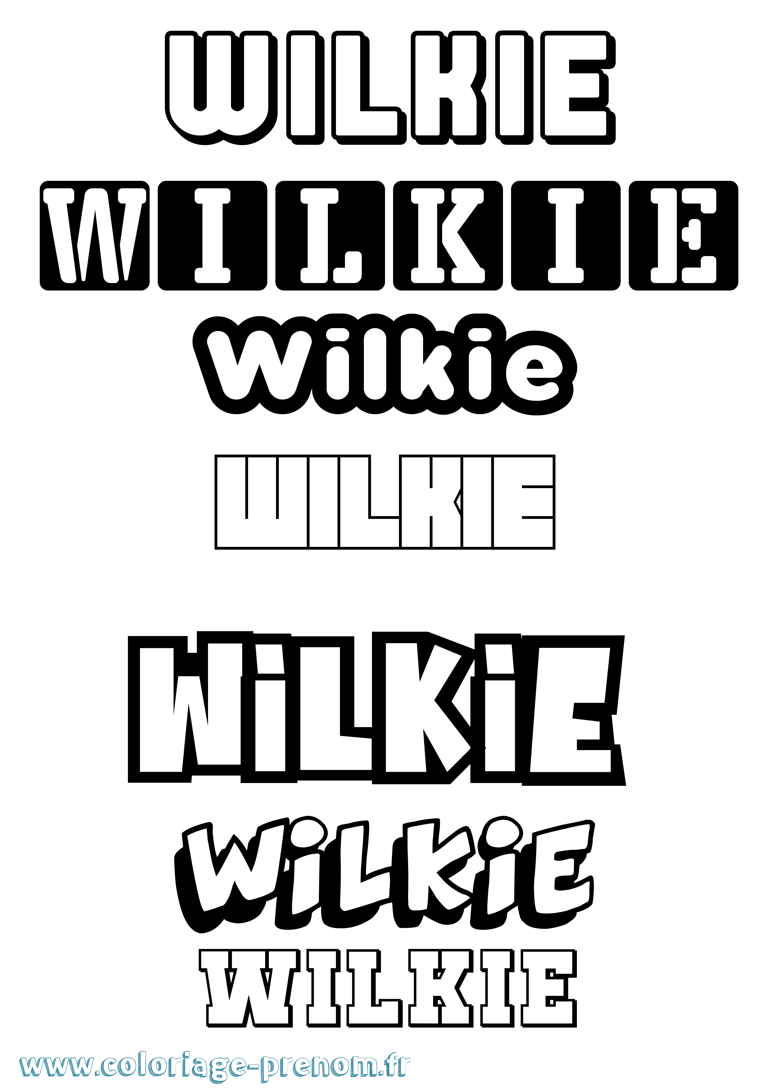 Coloriage Wilkie Simple Coloriage prénom Wilkie Simple