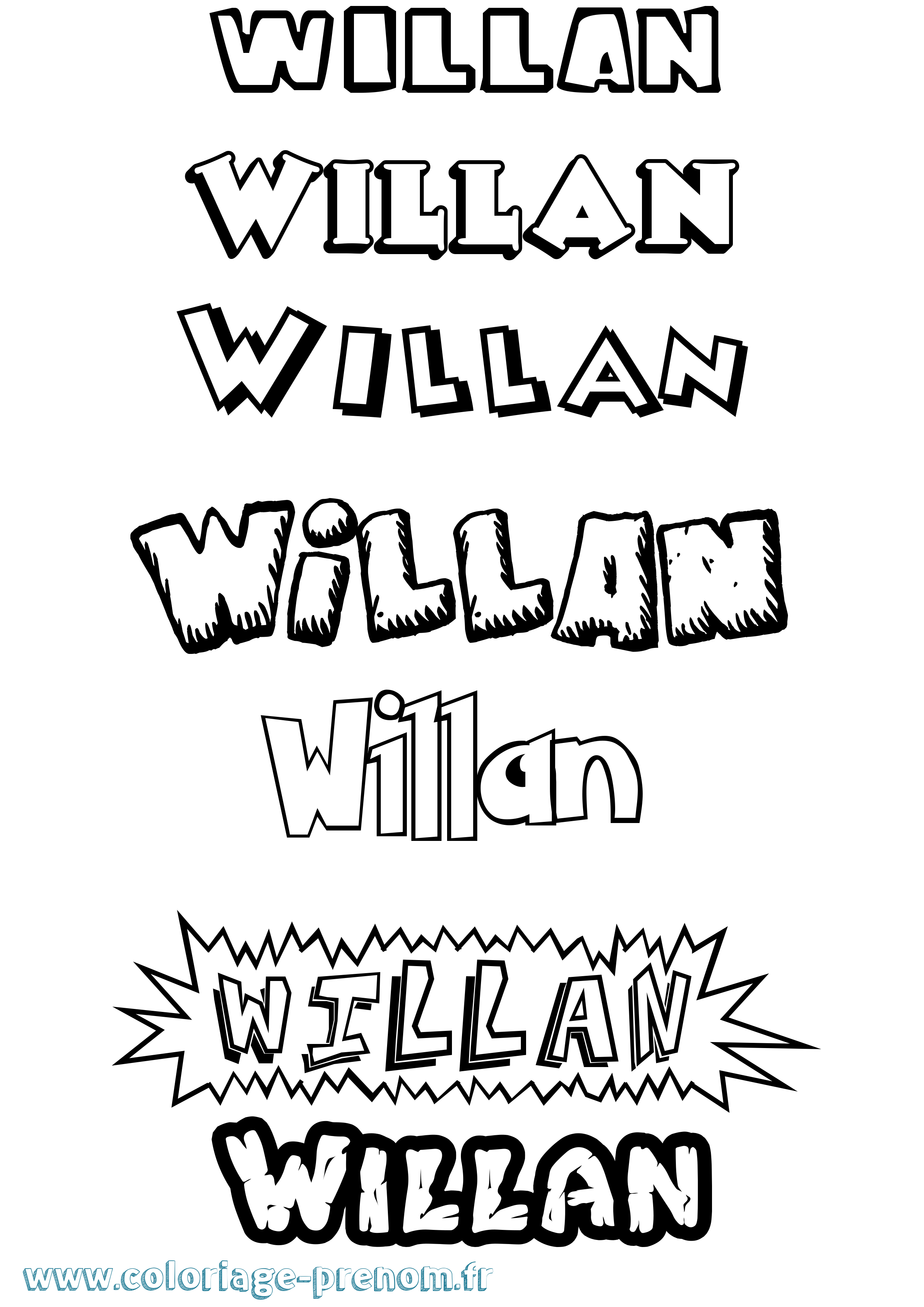 Coloriage Willan Dessin Animé Coloriage prénom Willan Dessin Animé