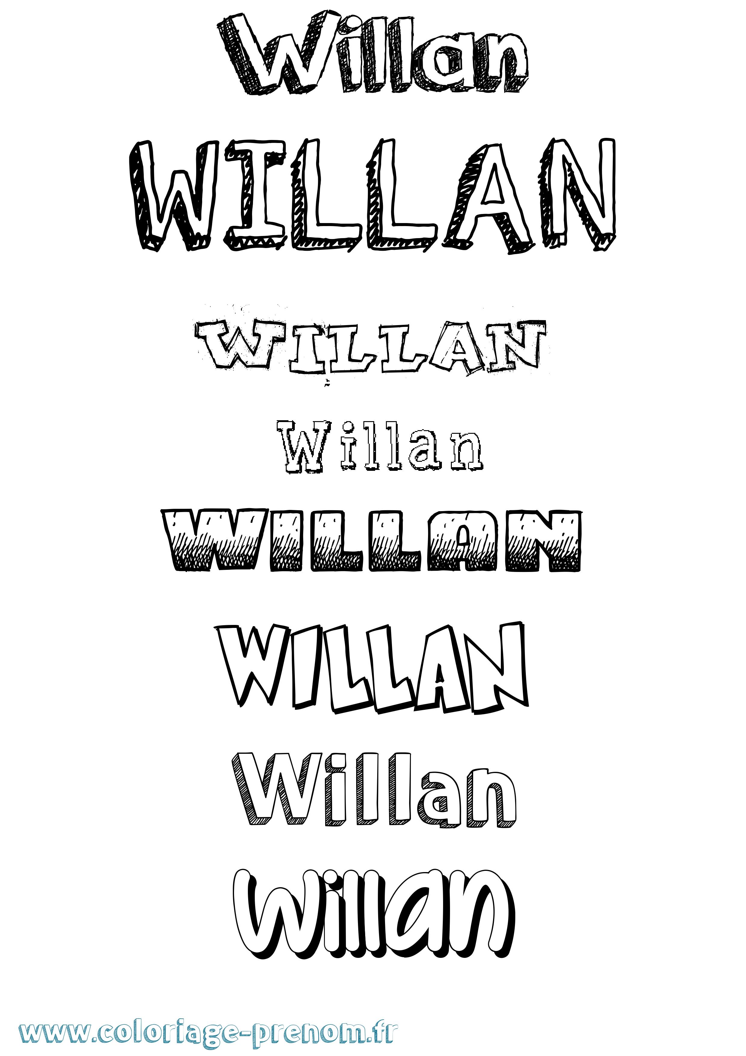 Coloriage Willan Dessiné Coloriage prénom Willan Dessiné