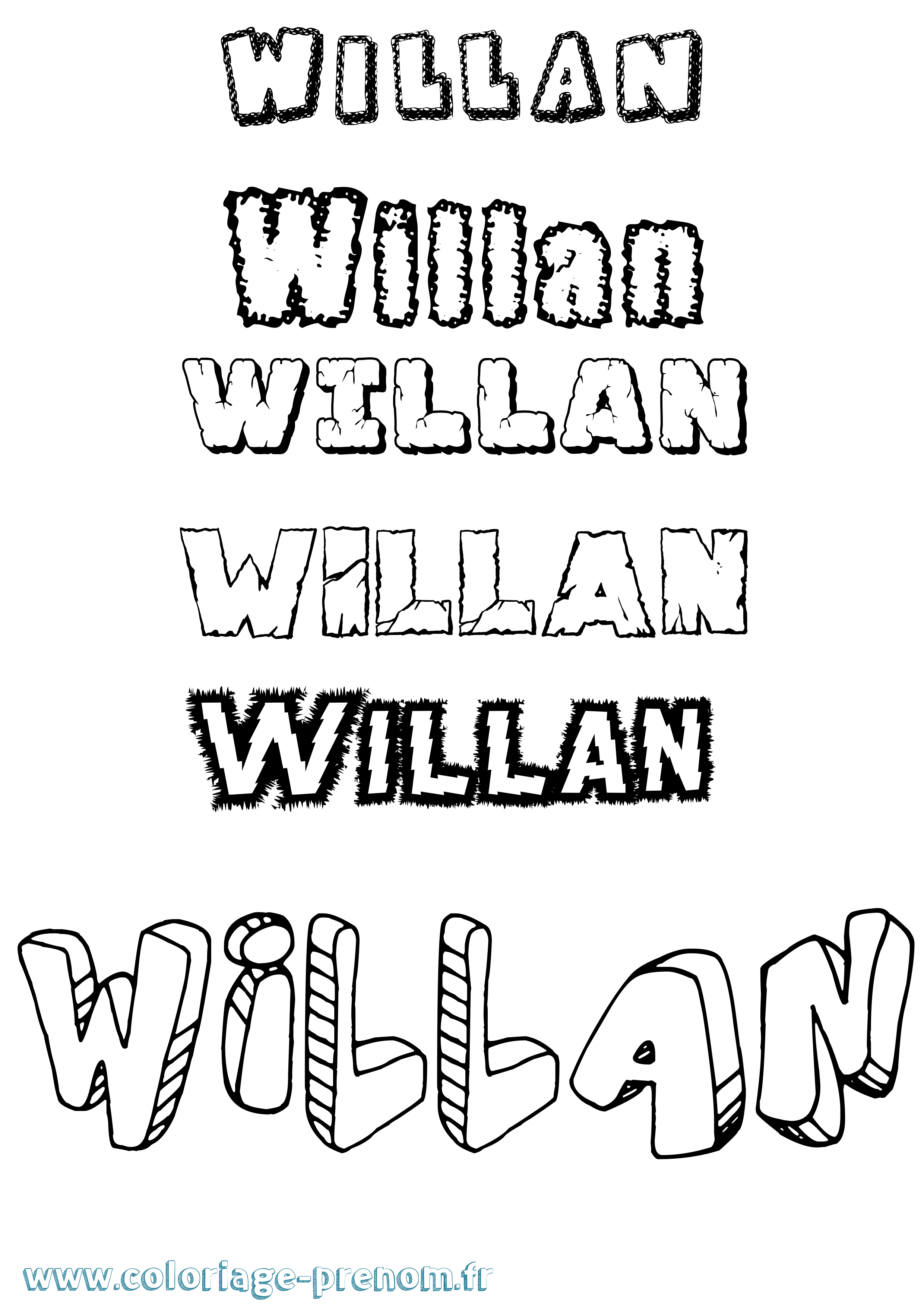 Coloriage Willan Destructuré Coloriage prénom Willan Destructuré