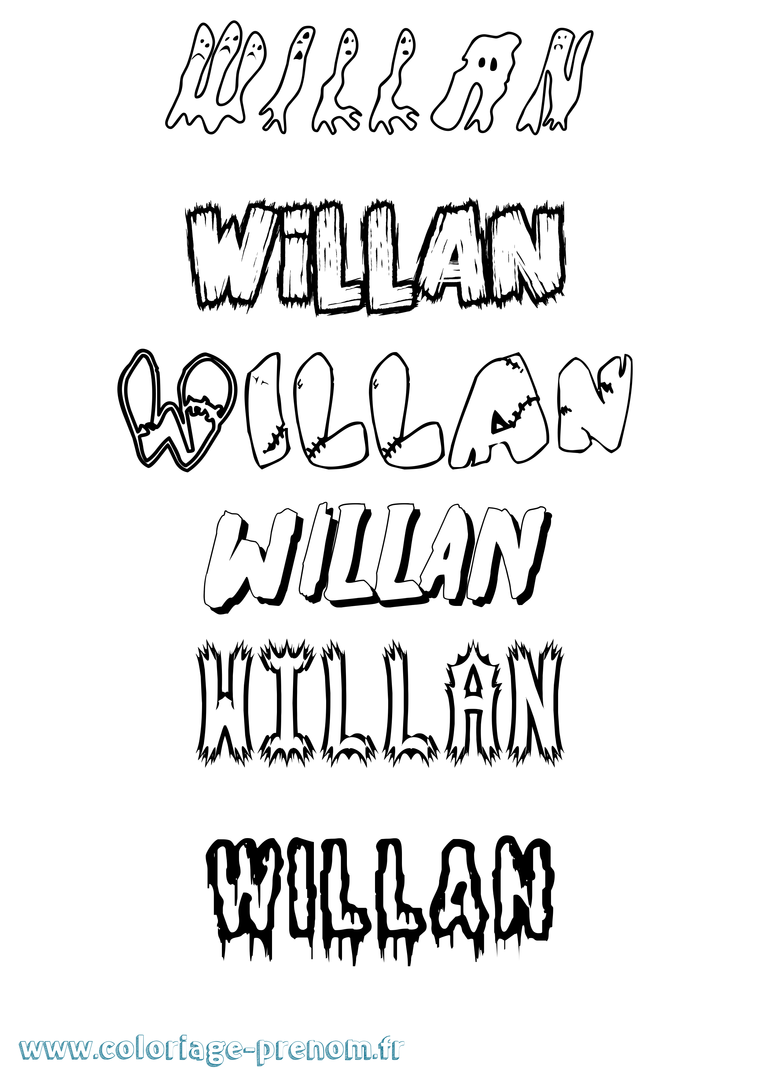 Coloriage Willan Frisson Coloriage prénom Willan Frisson