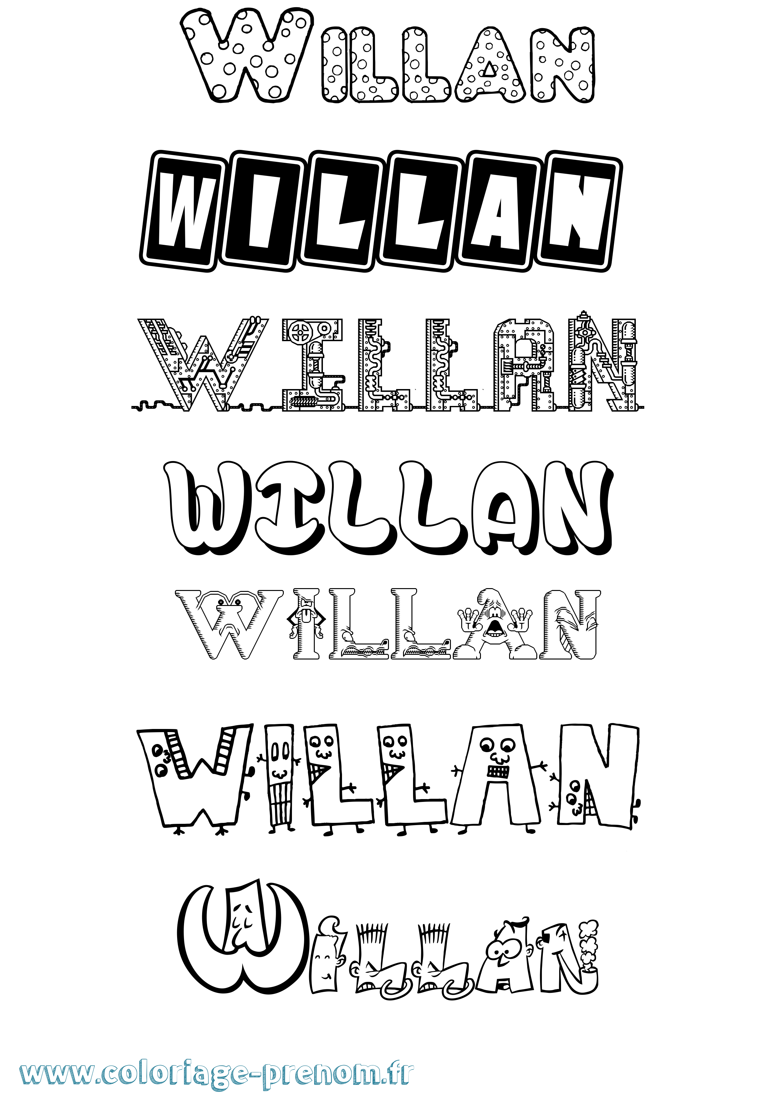 Coloriage Willan Fun Coloriage prénom Willan Fun