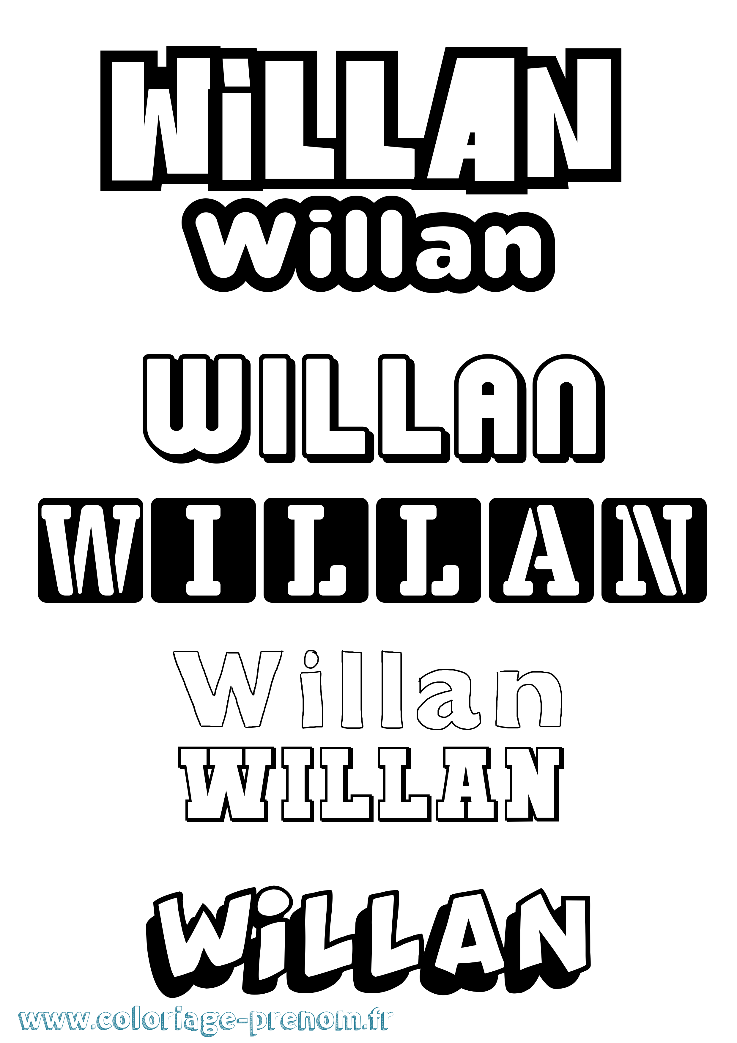 Coloriage Willan Simple Coloriage prénom Willan Simple