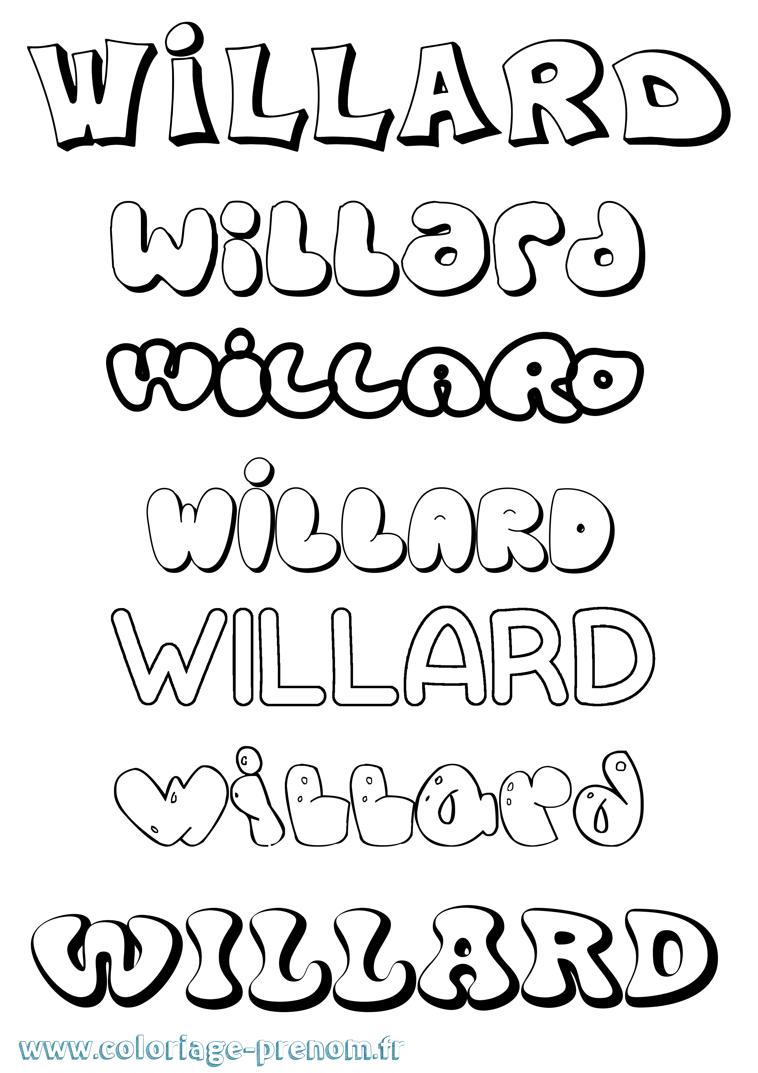 Coloriage Willard Bubble Coloriage prénom Willard Bubble