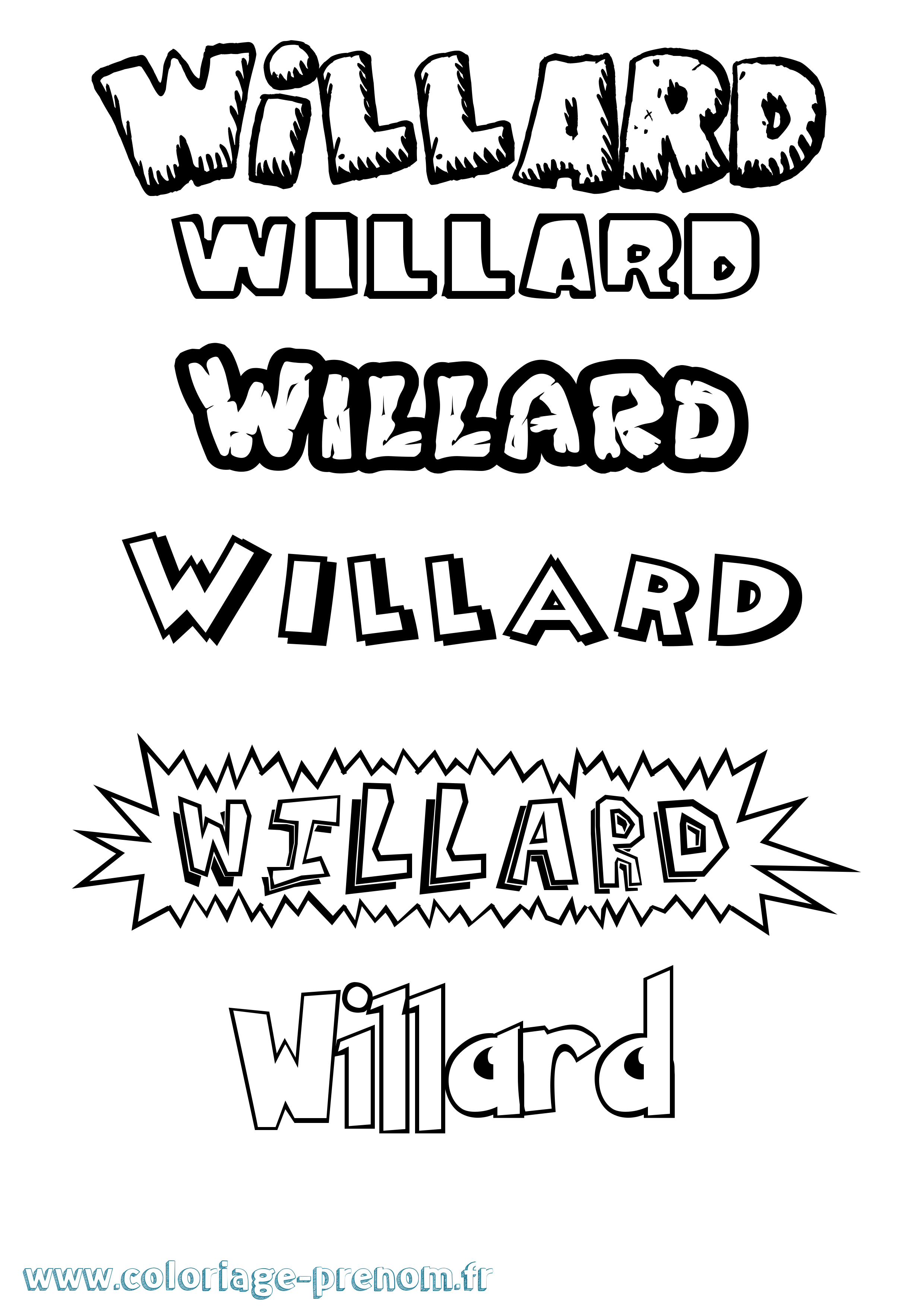 Coloriage Willard Dessin Animé Coloriage prénom Willard Dessin Animé