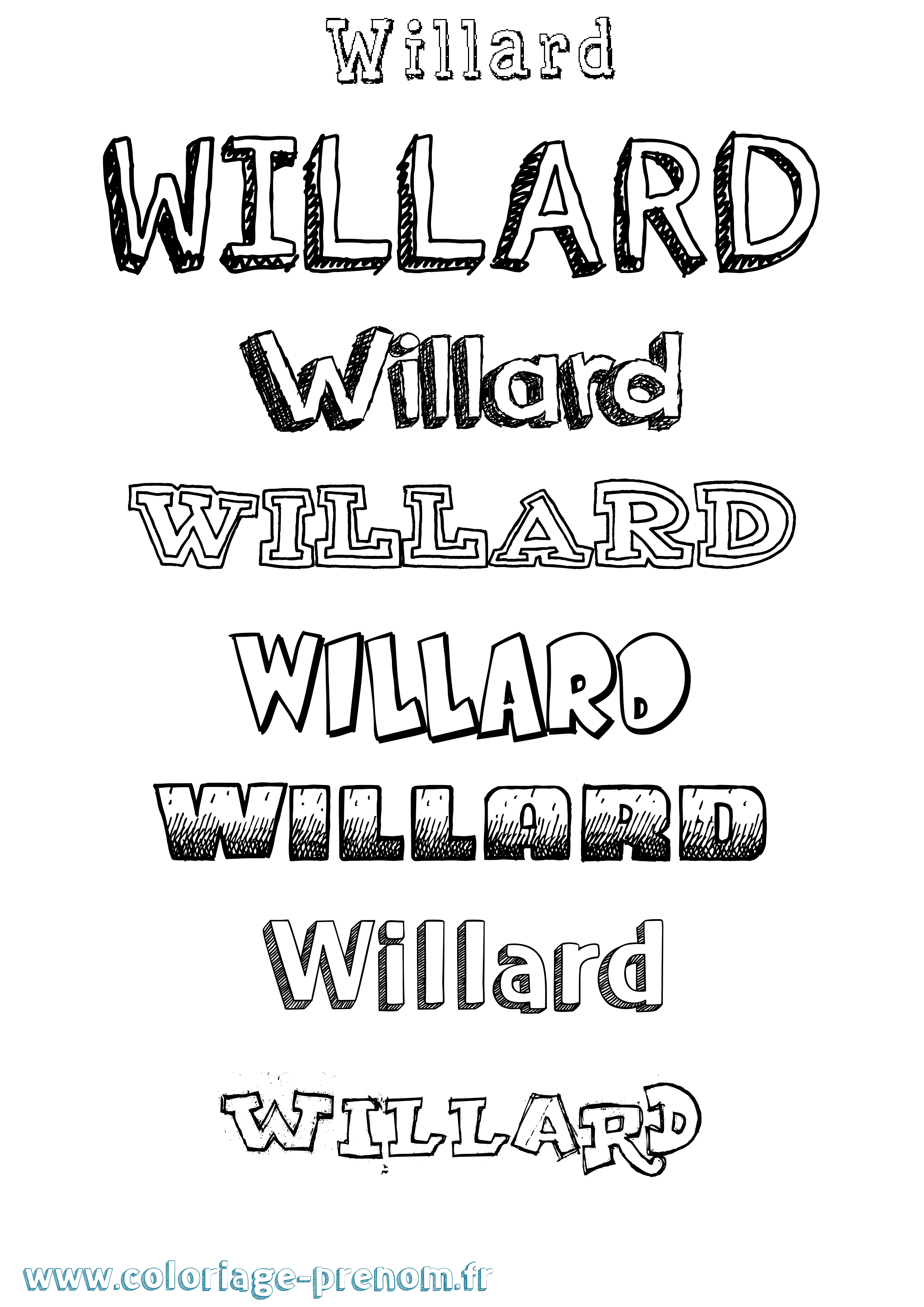 Coloriage Willard Dessiné Coloriage prénom Willard Dessiné