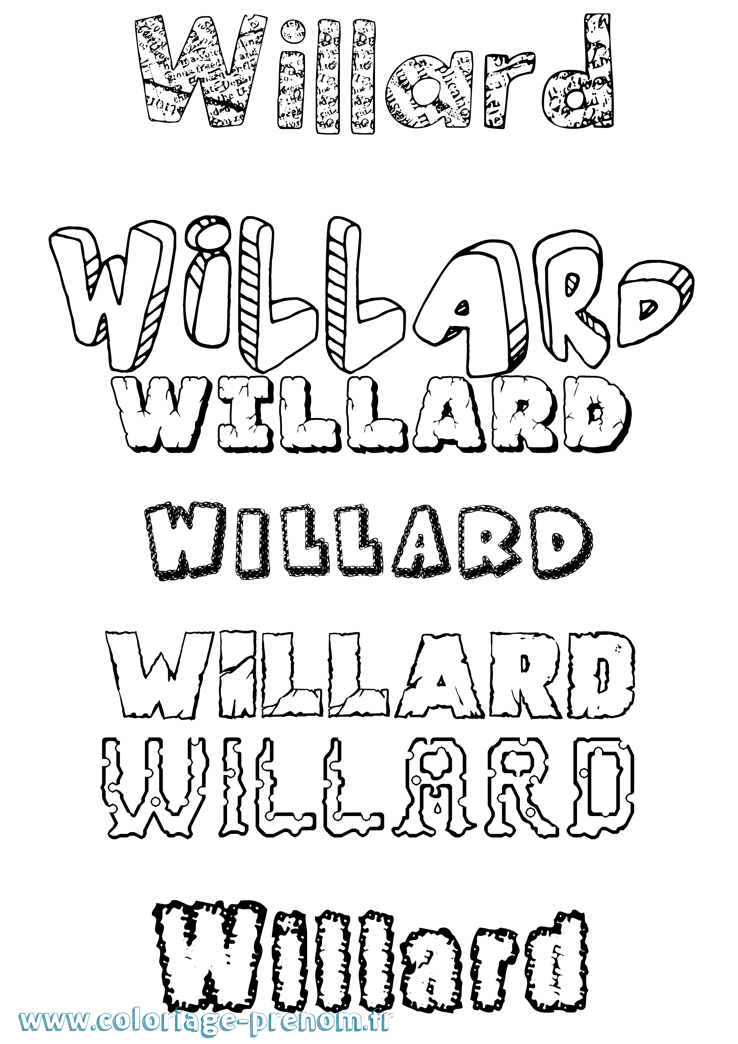 Coloriage Willard Destructuré Coloriage prénom Willard Destructuré
