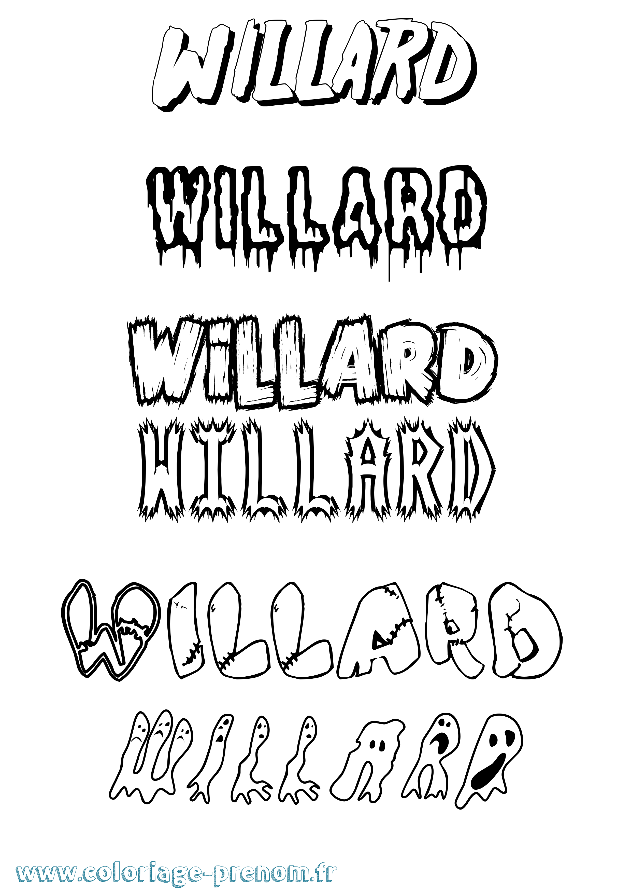 Coloriage Willard Frisson Coloriage prénom Willard Frisson