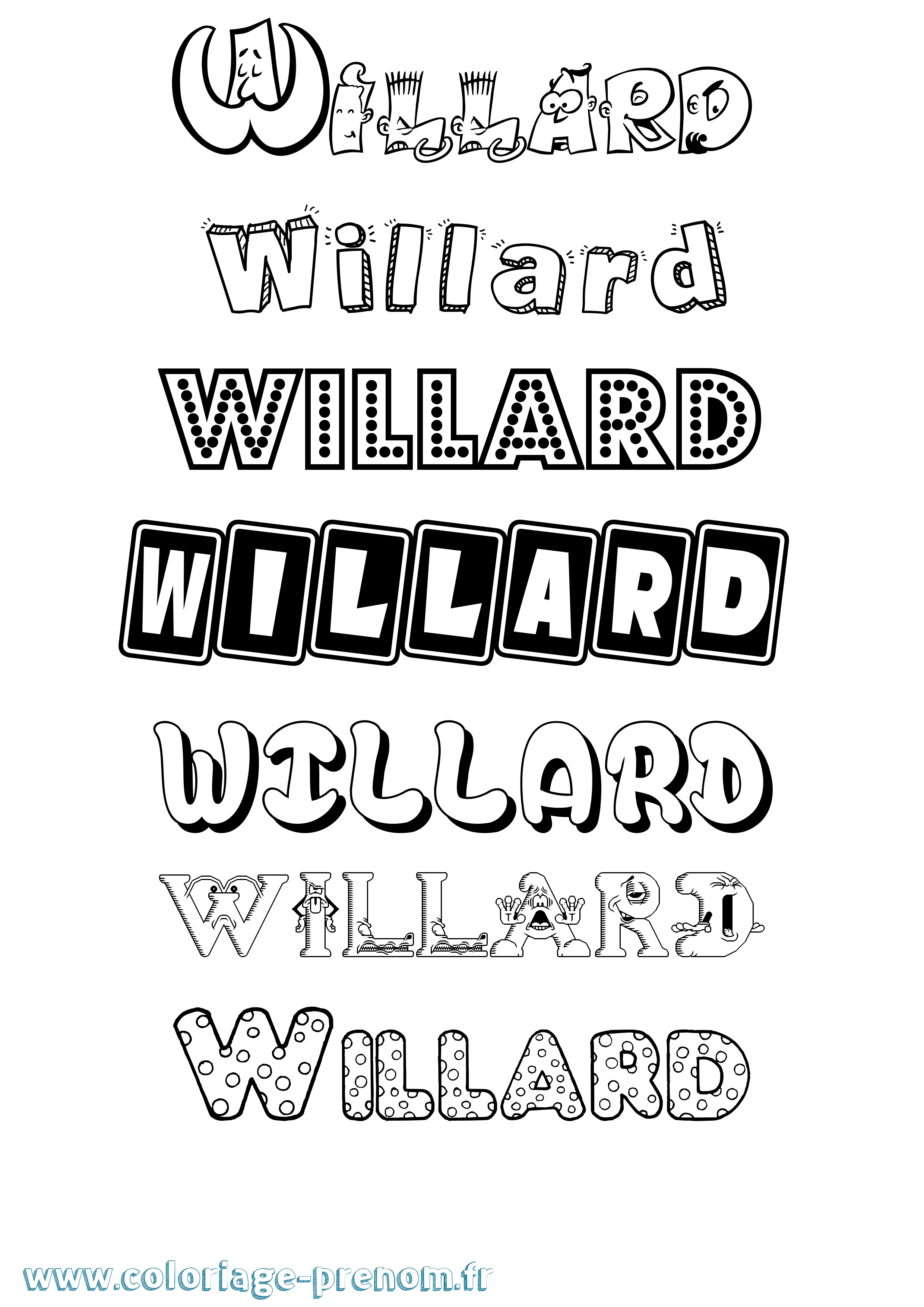 Coloriage Willard Fun Coloriage prénom Willard Fun