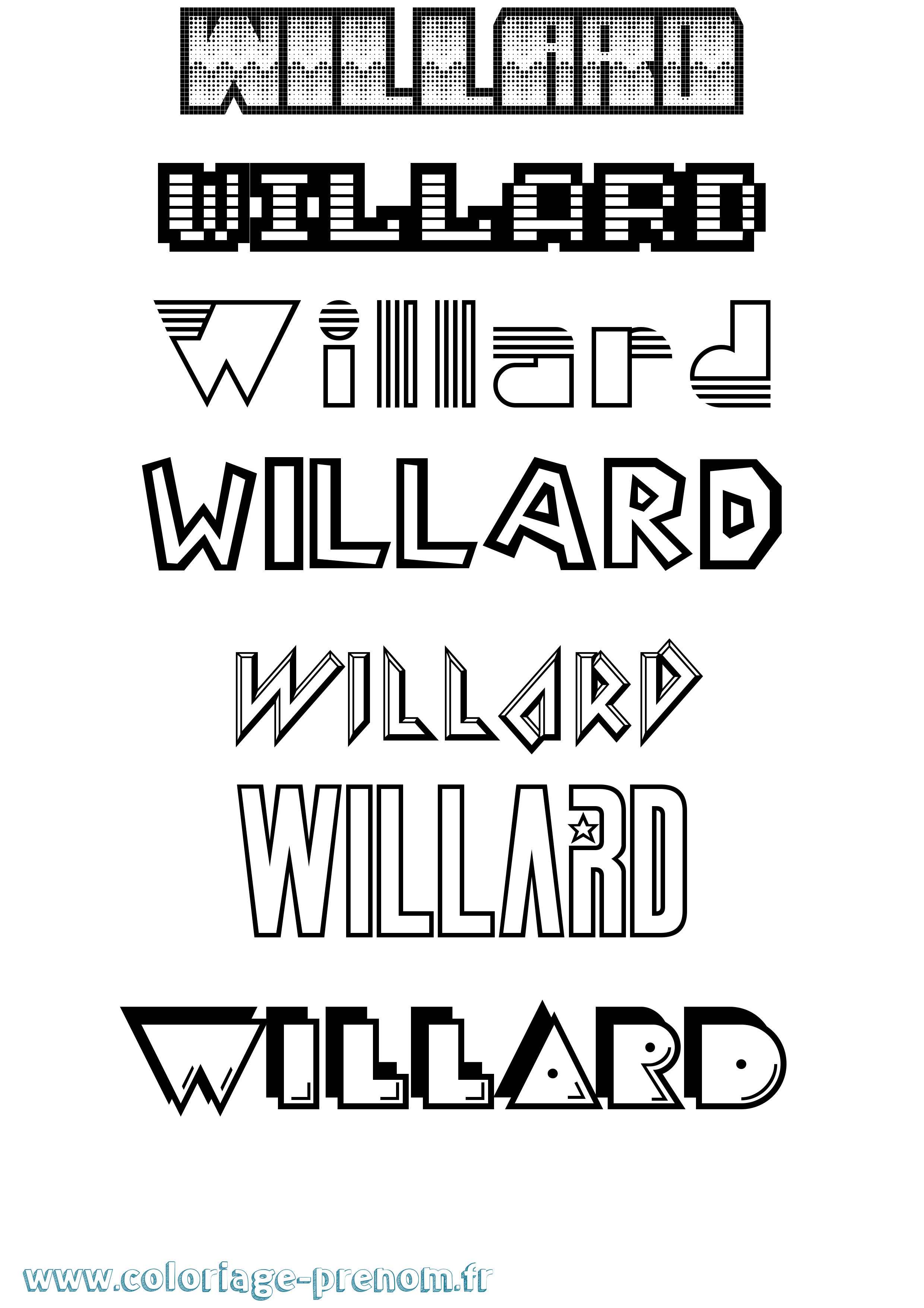 Coloriage Willard Jeux Vidéos Coloriage prénom Willard Jeux Vidéos