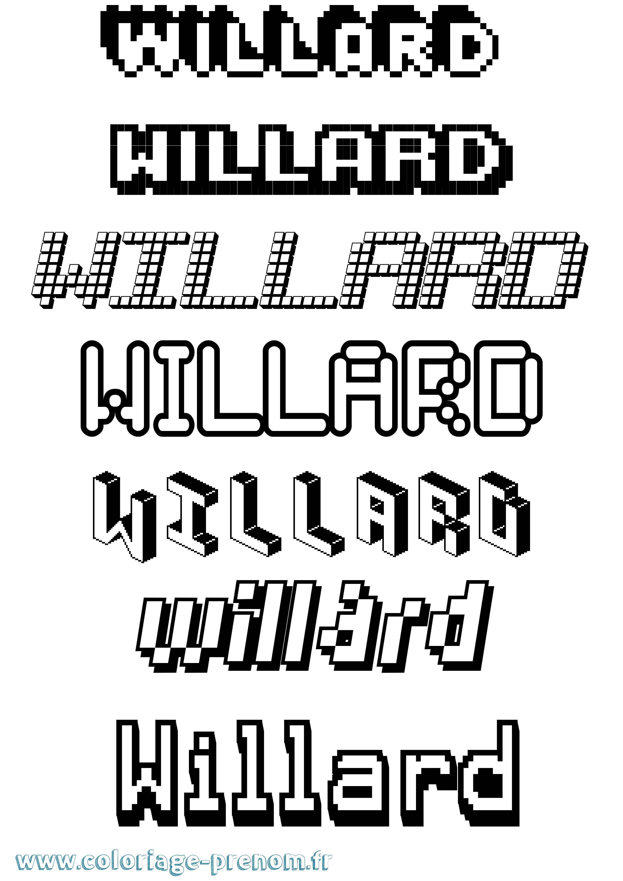 Coloriage Willard Pixel Coloriage prénom Willard Pixel