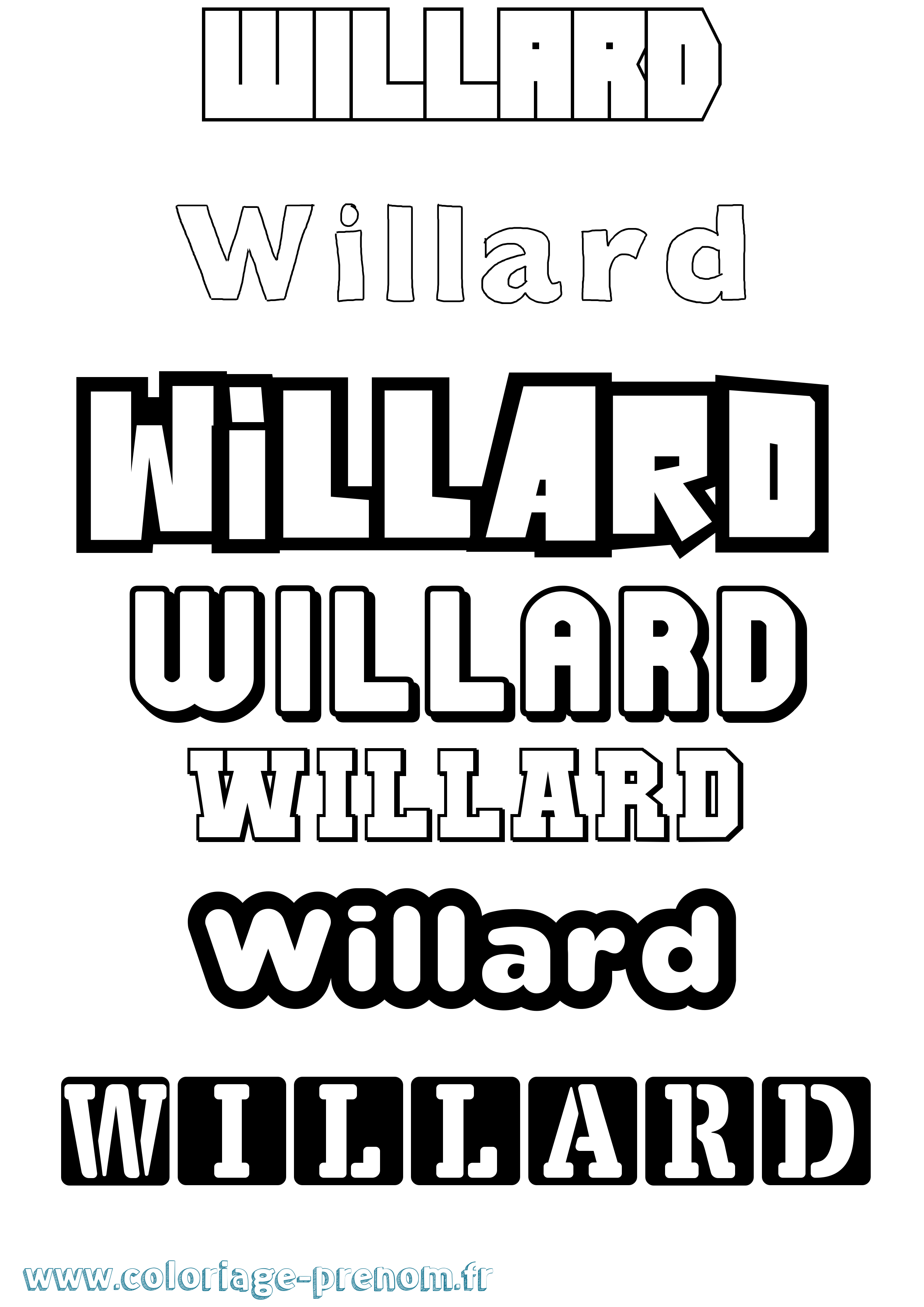Coloriage Willard Simple Coloriage prénom Willard Simple