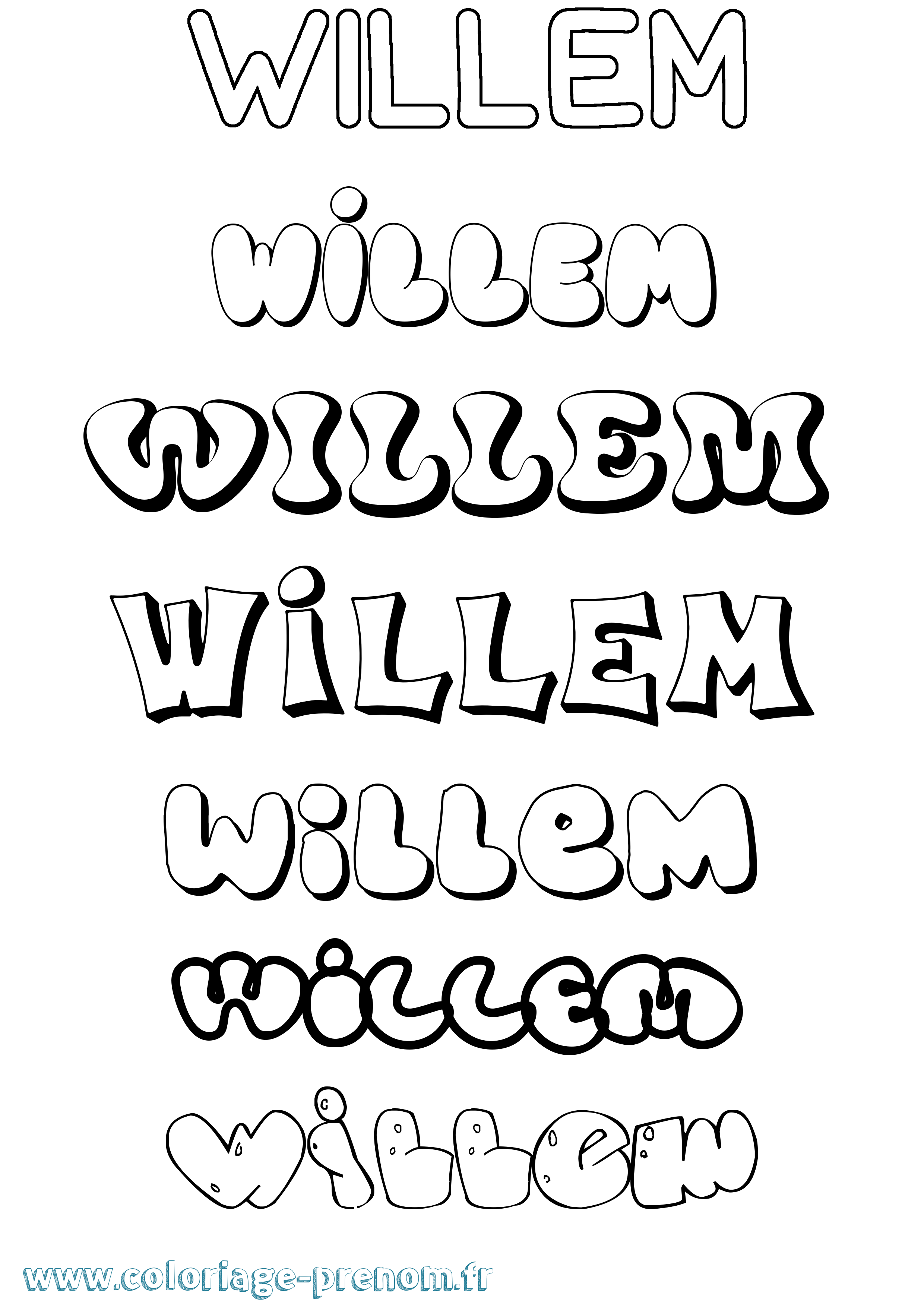 Coloriage Willem Bubble Coloriage prénom Willem Bubble