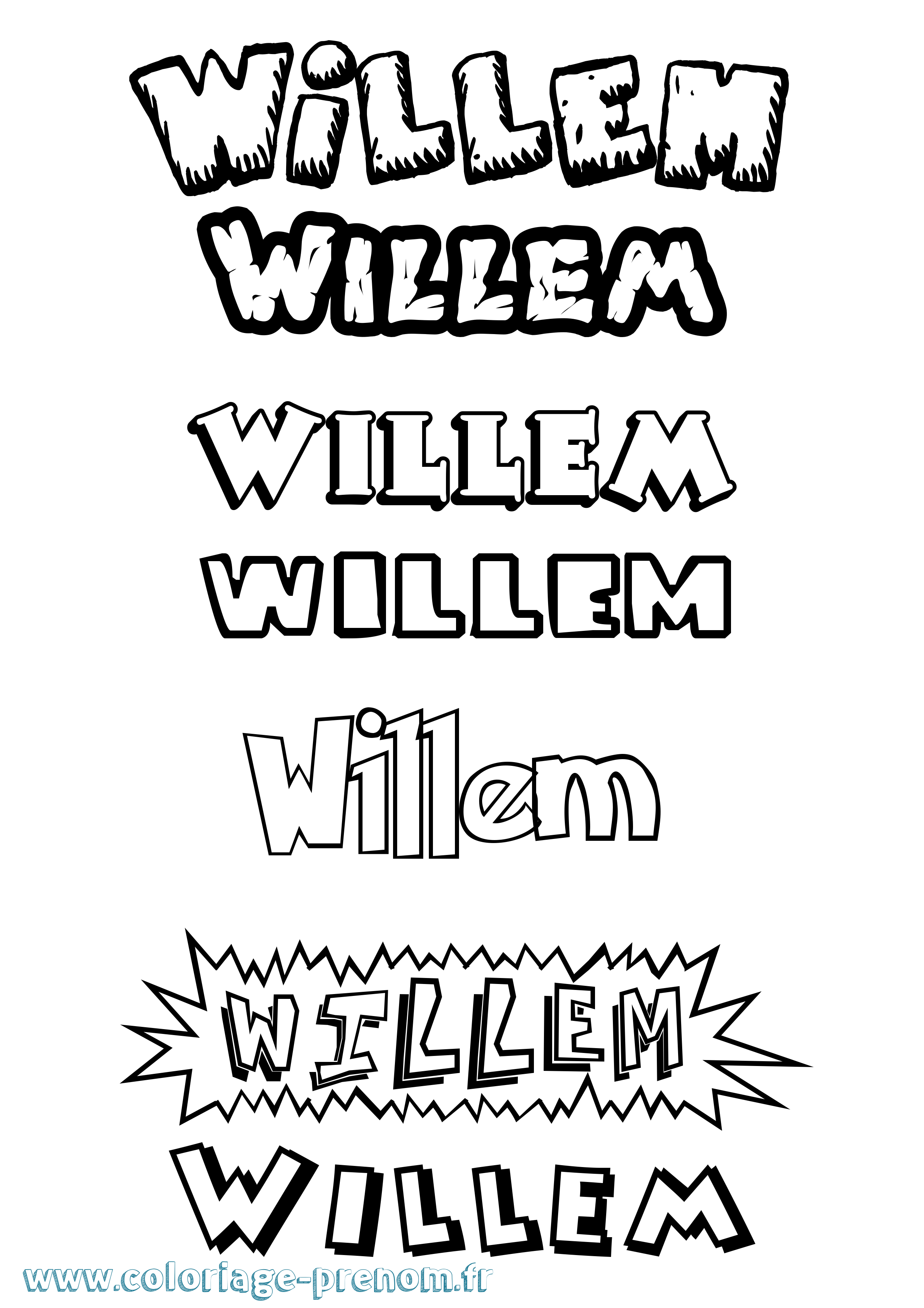 Coloriage Willem Dessin Animé Coloriage prénom Willem Dessin Animé
