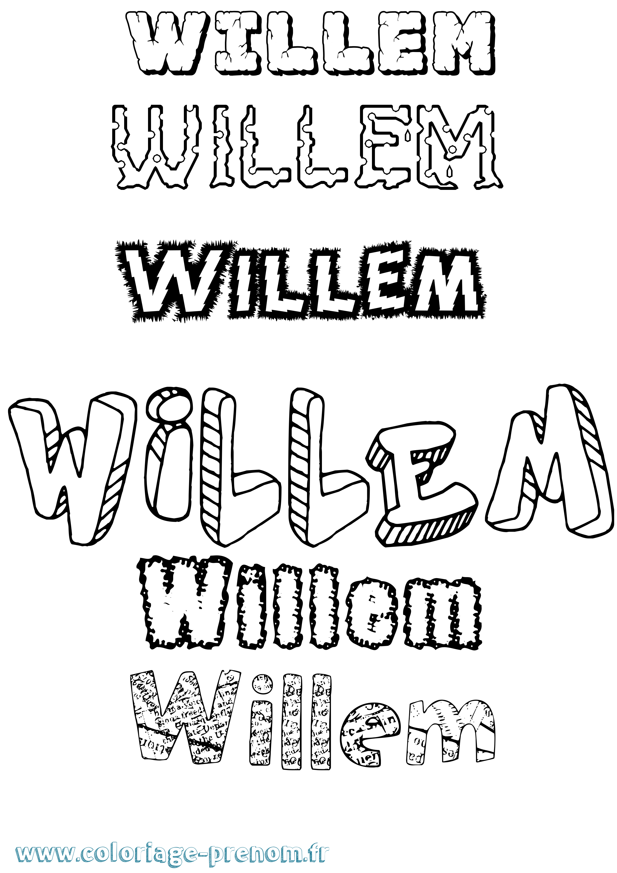 Coloriage Willem Destructuré Coloriage prénom Willem Destructuré