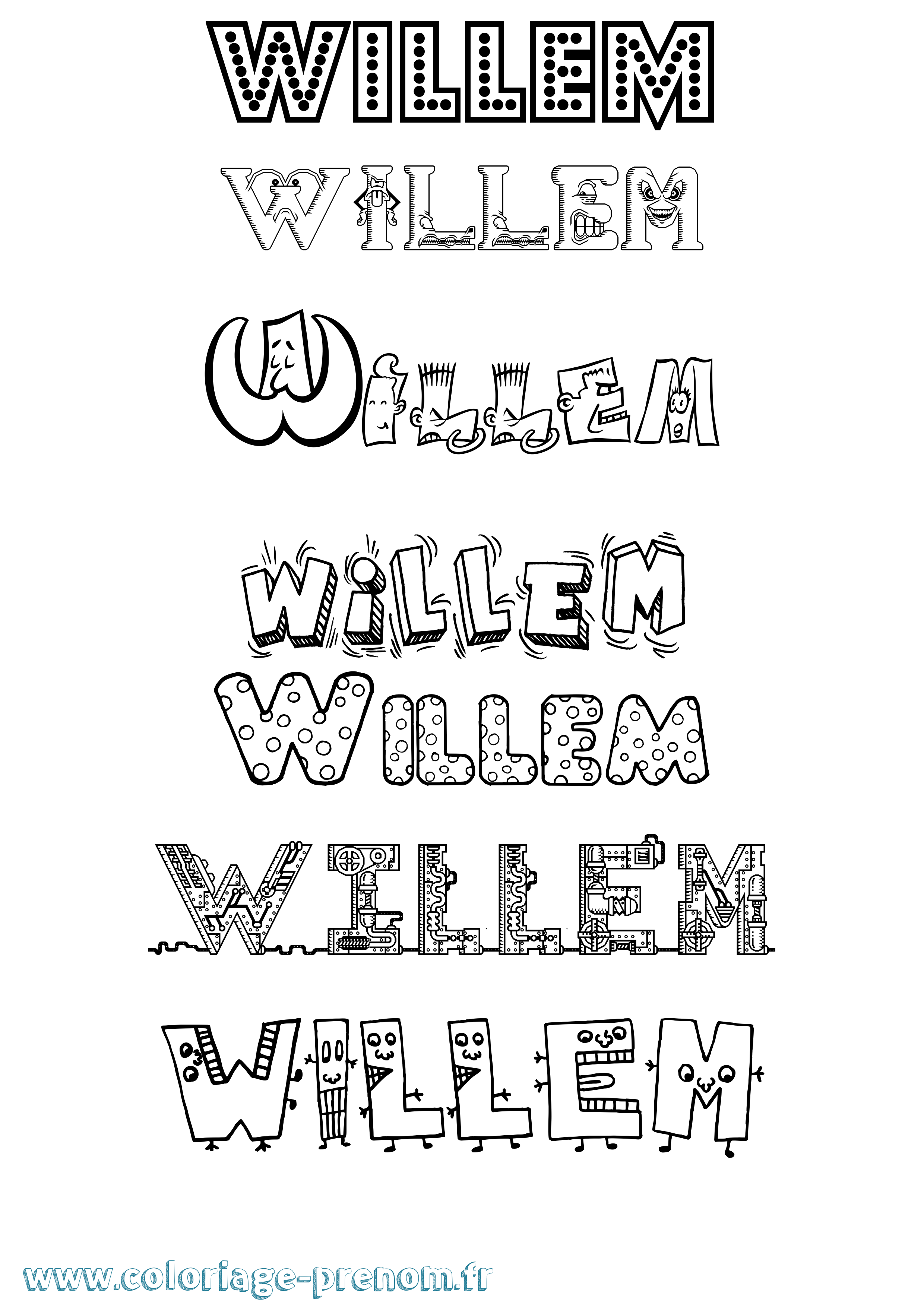 Coloriage Willem Fun Coloriage prénom Willem Fun