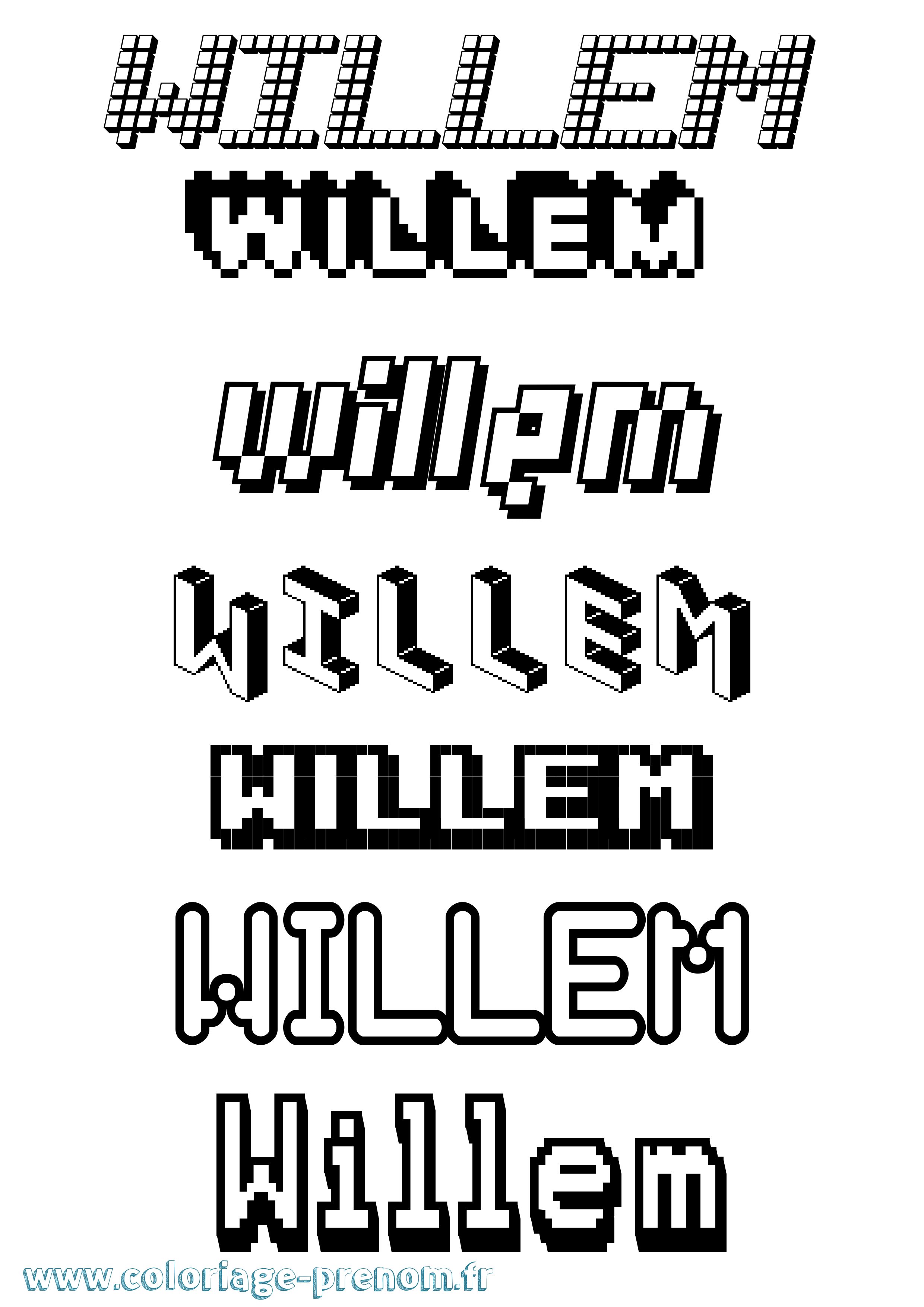 Coloriage Willem Pixel Coloriage prénom Willem Pixel