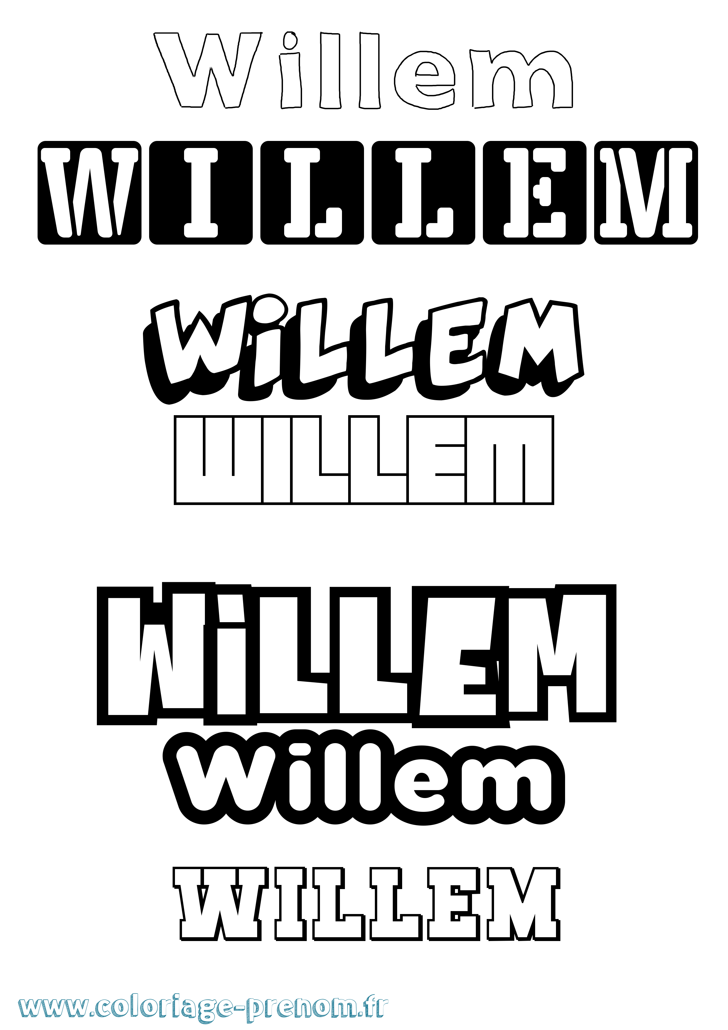 Coloriage Willem Simple Coloriage prénom Willem Simple
