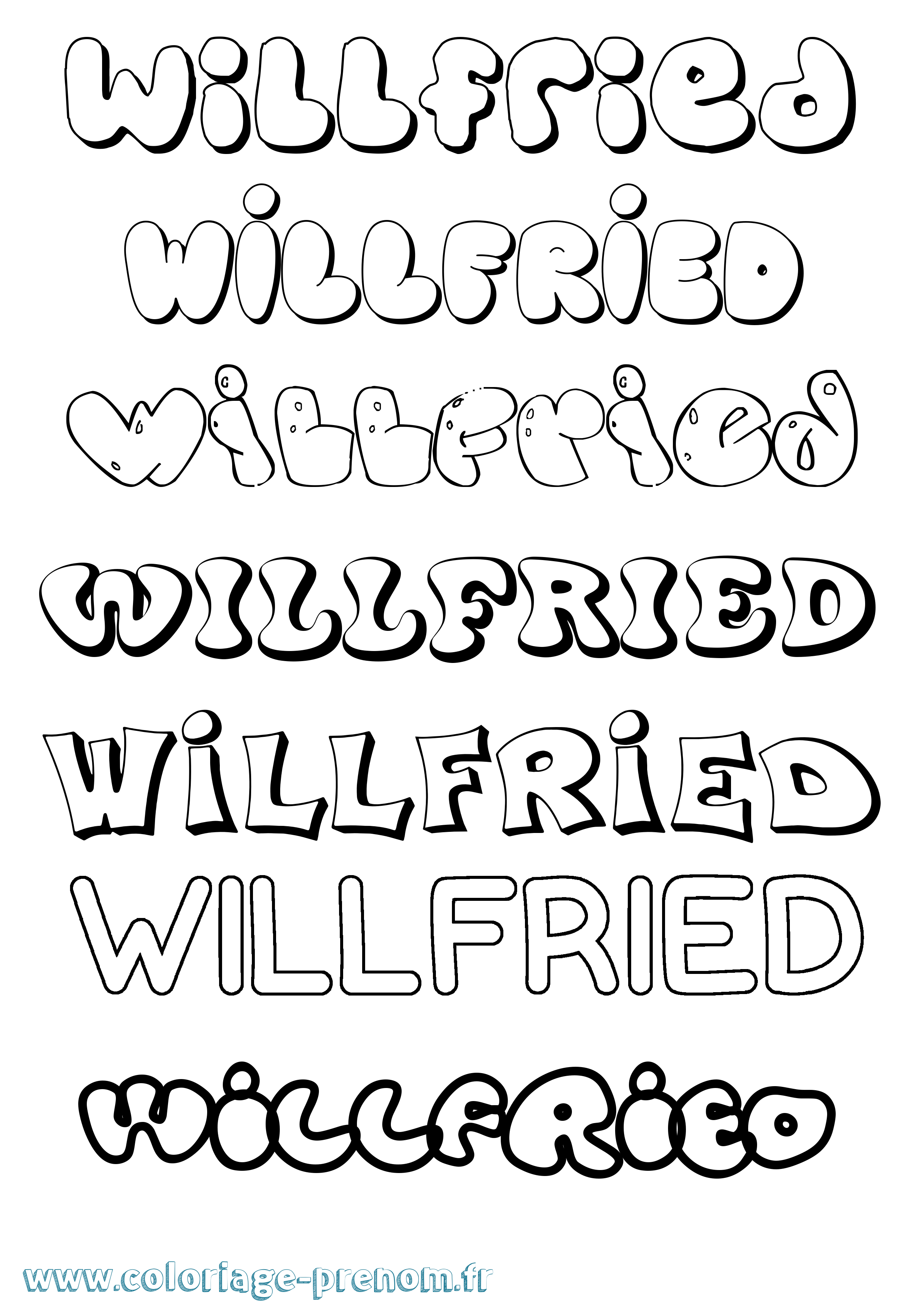Coloriage Willfried Bubble Coloriage prénom Willfried Bubble