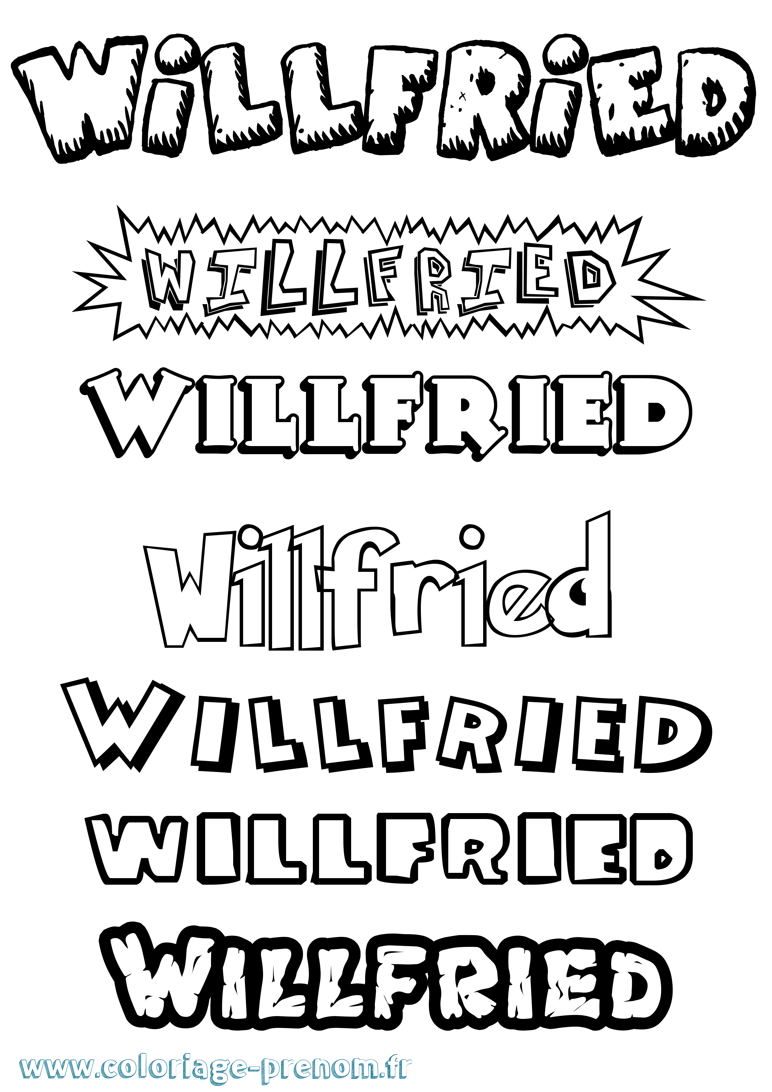 Coloriage Willfried Dessin Animé Coloriage prénom Willfried Dessin Animé