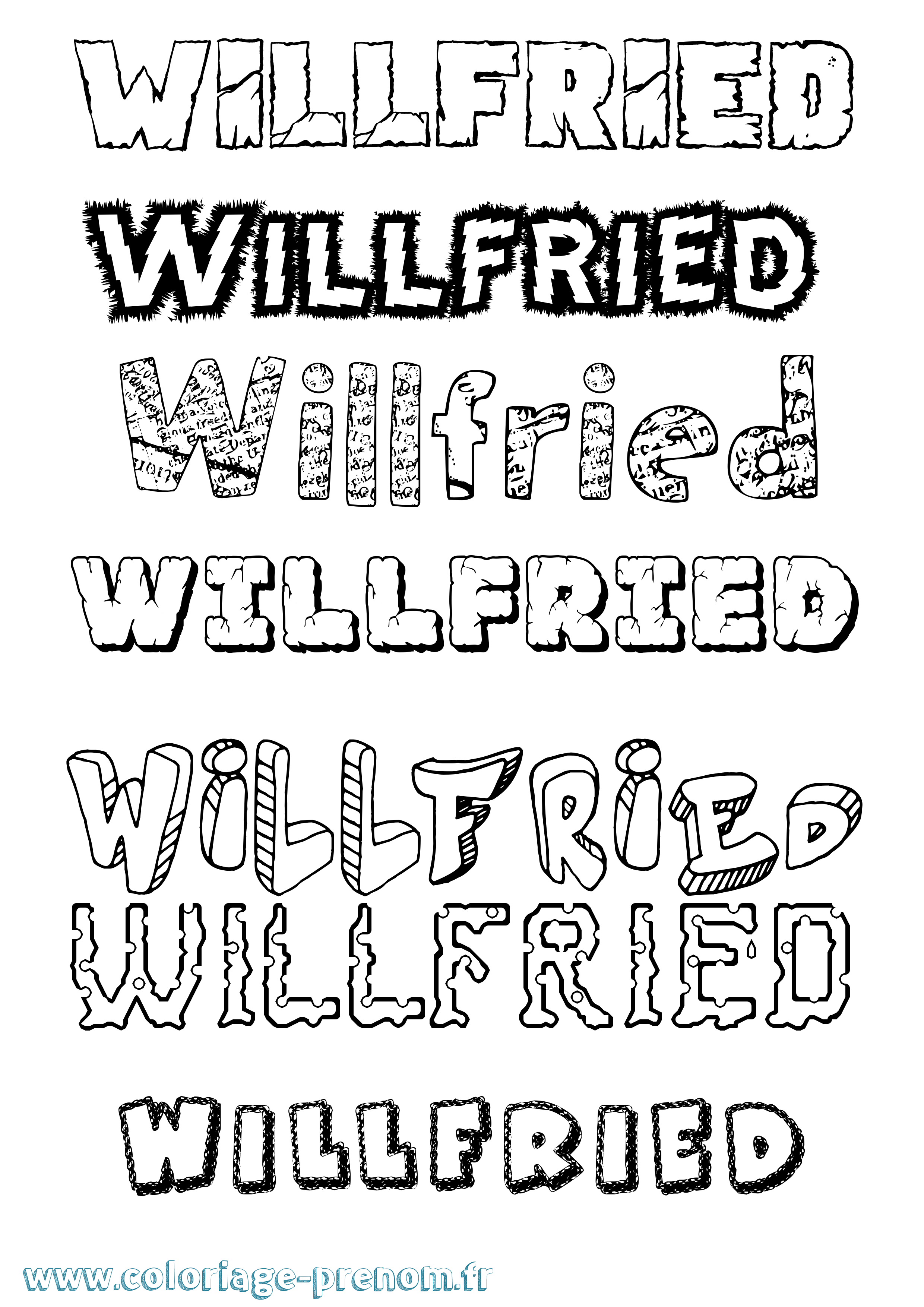 Coloriage Willfried Destructuré Coloriage prénom Willfried Destructuré