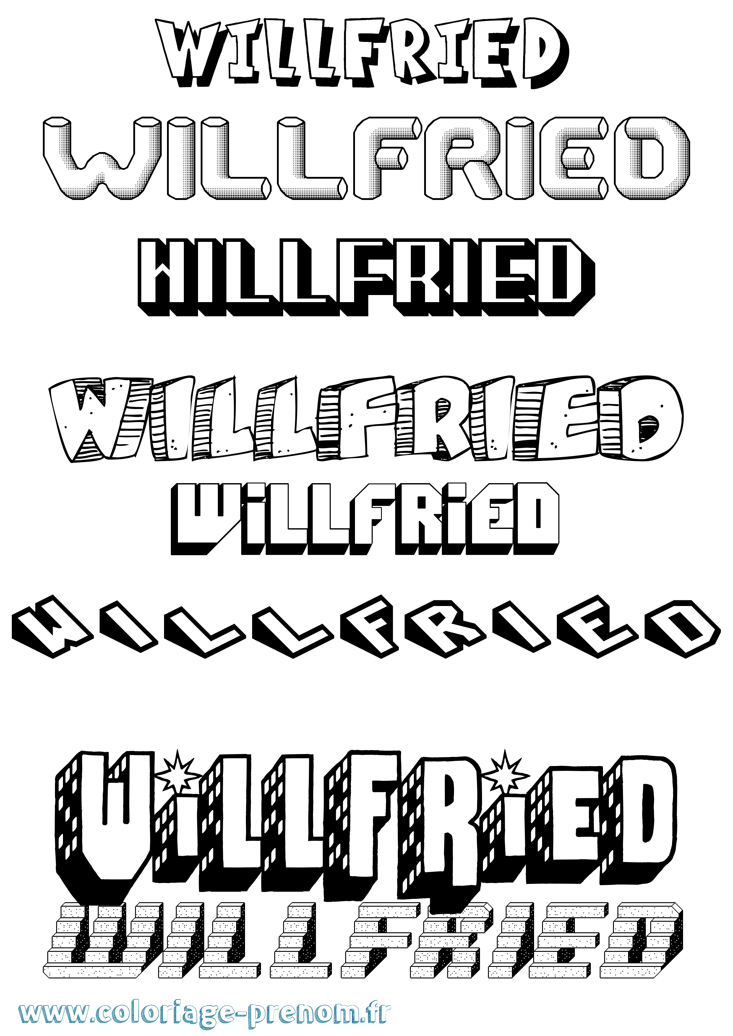 Coloriage Willfried Effet 3D Coloriage prénom Willfried Effet 3D