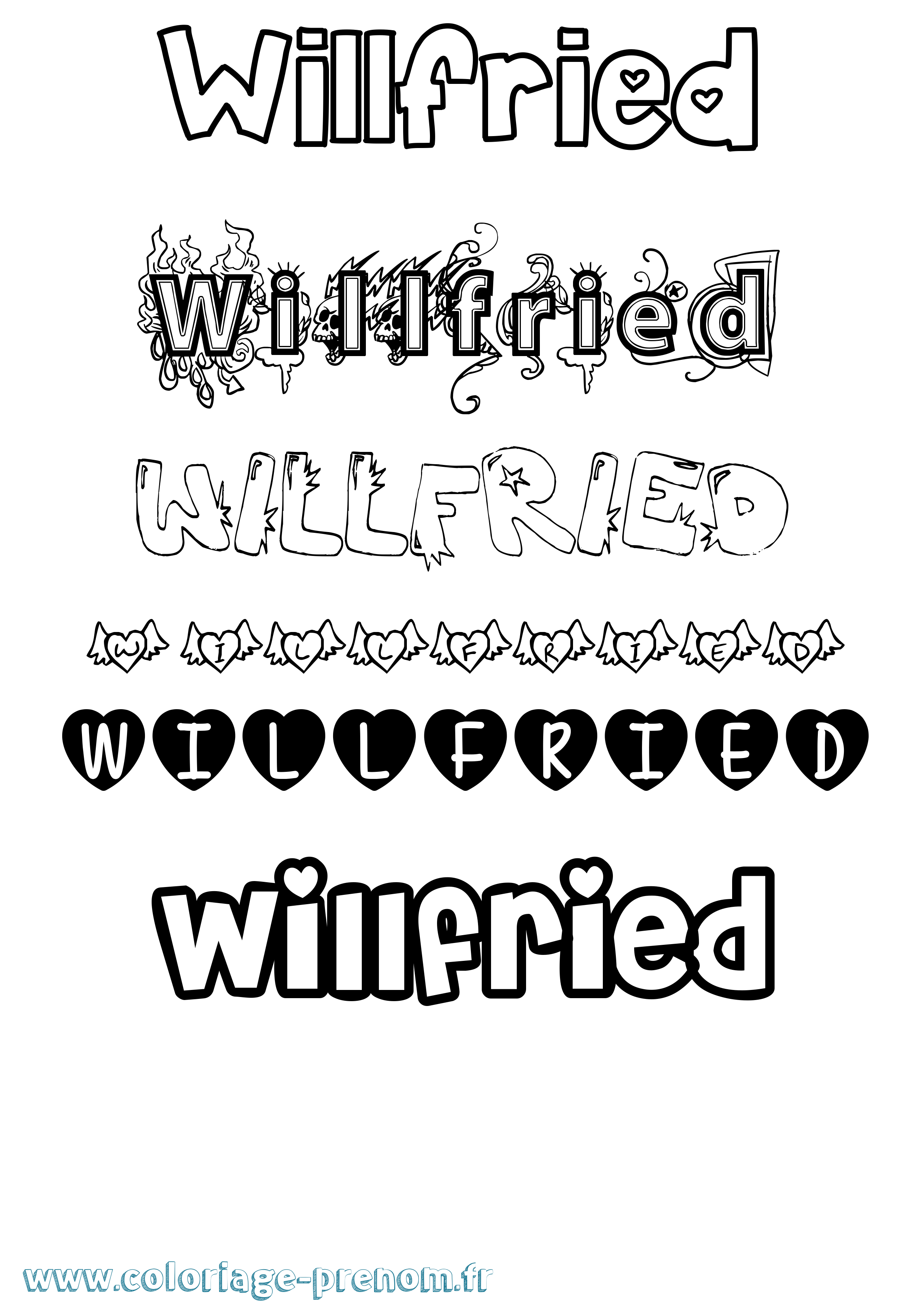 Coloriage Willfried Girly Coloriage prénom Willfried Girly