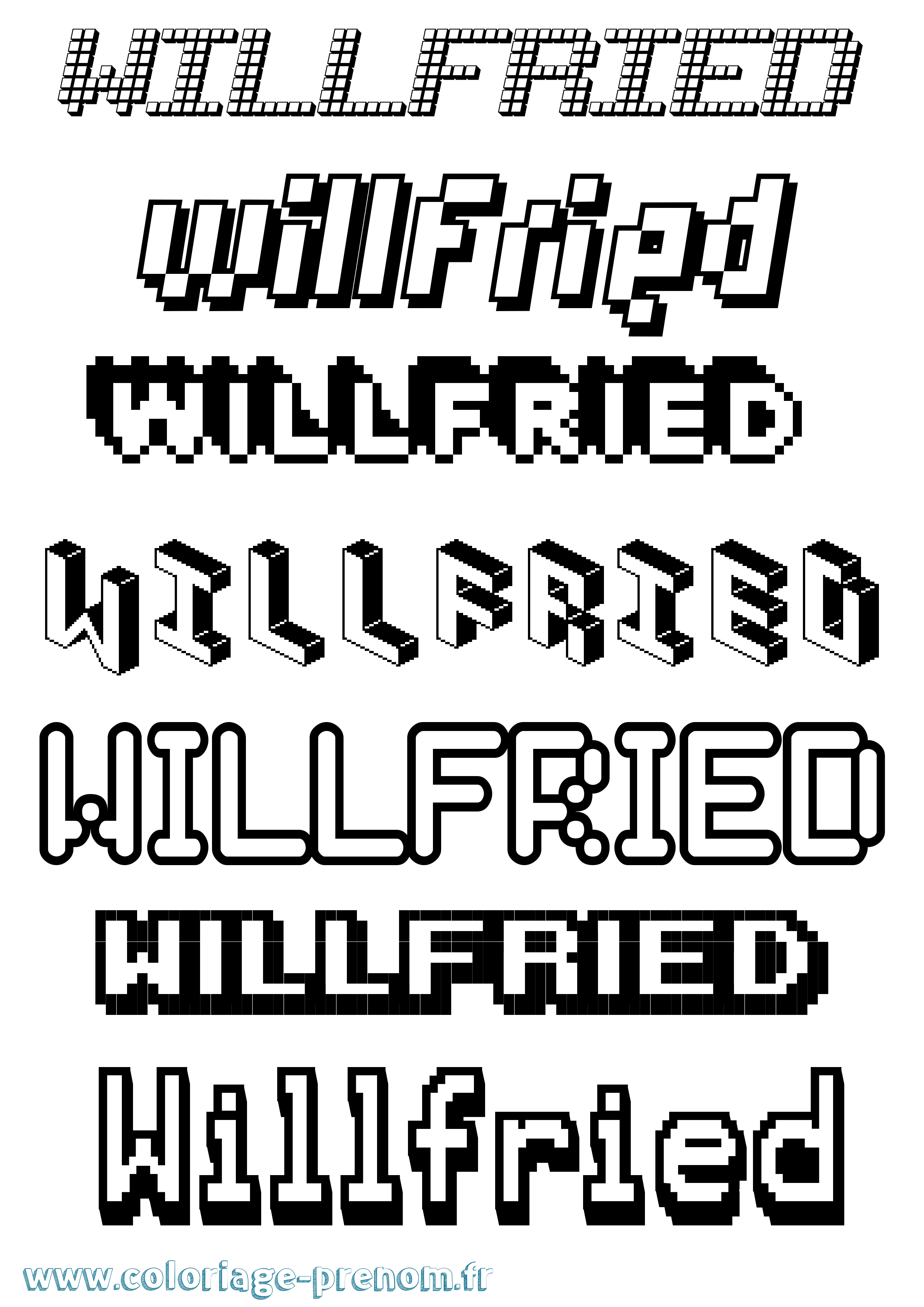 Coloriage Willfried Pixel Coloriage prénom Willfried Pixel