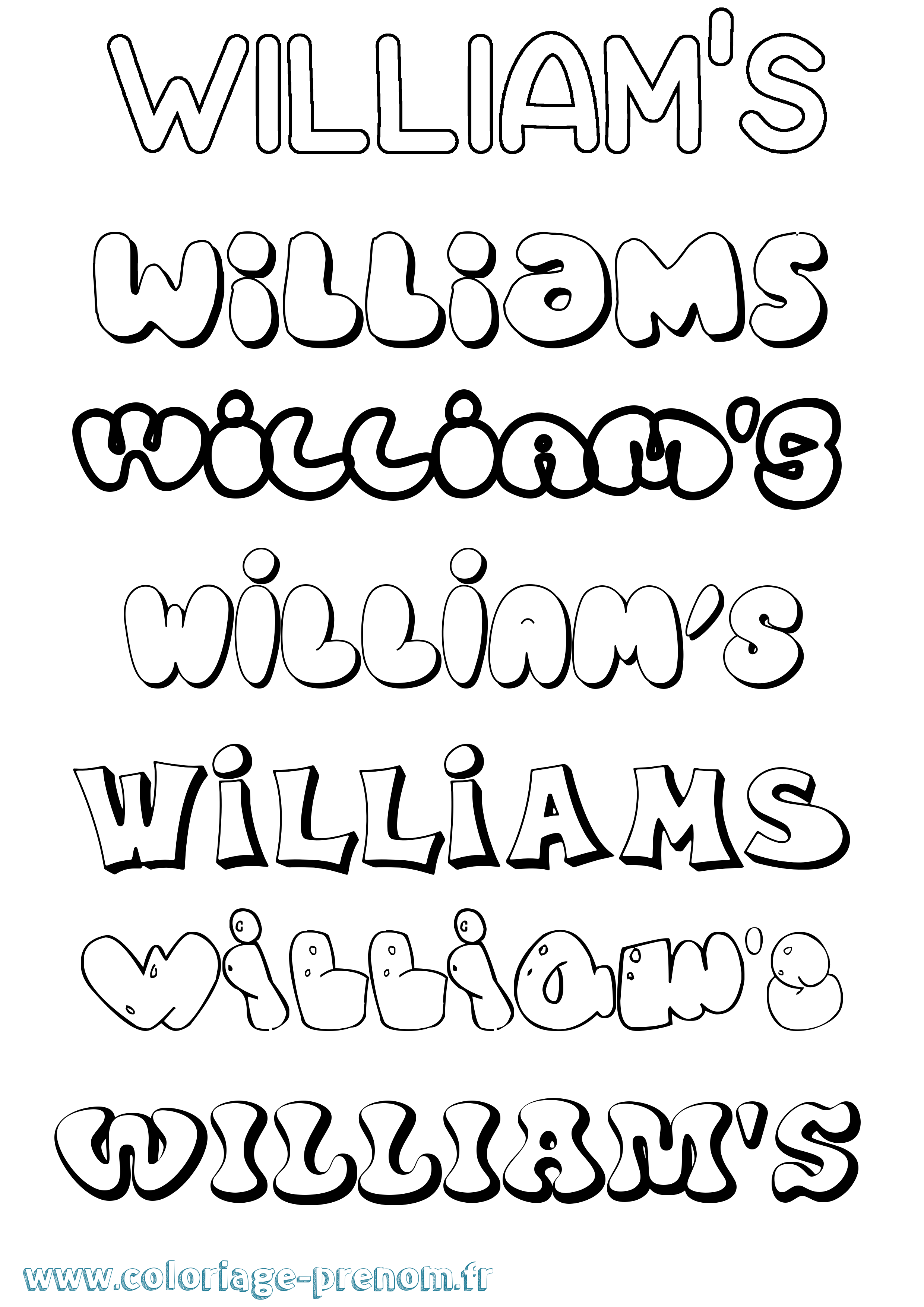 Coloriage William'S Bubble Coloriage prénom William'S Bubble