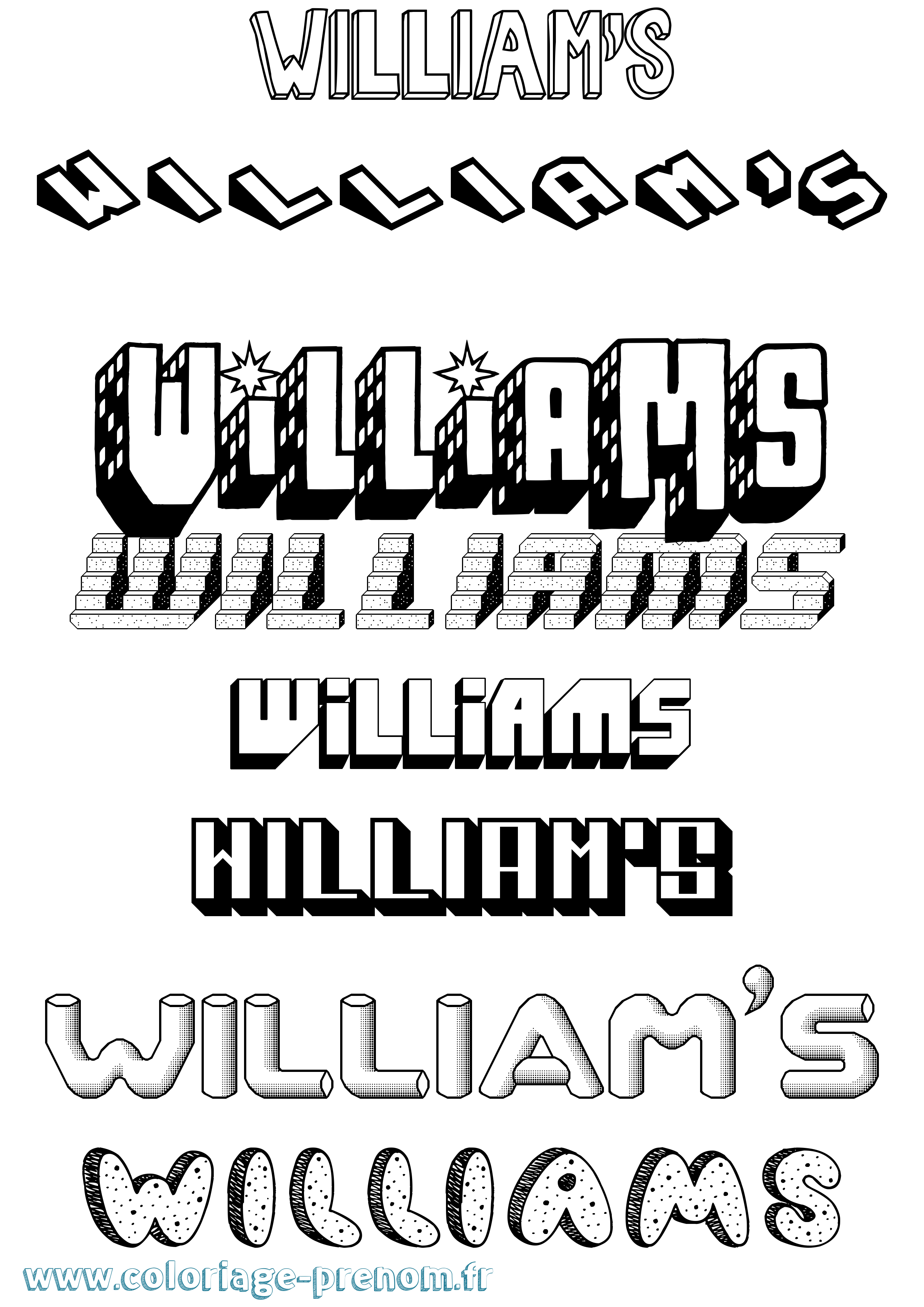 Coloriage William'S Effet 3D Coloriage prénom William'S Effet 3D