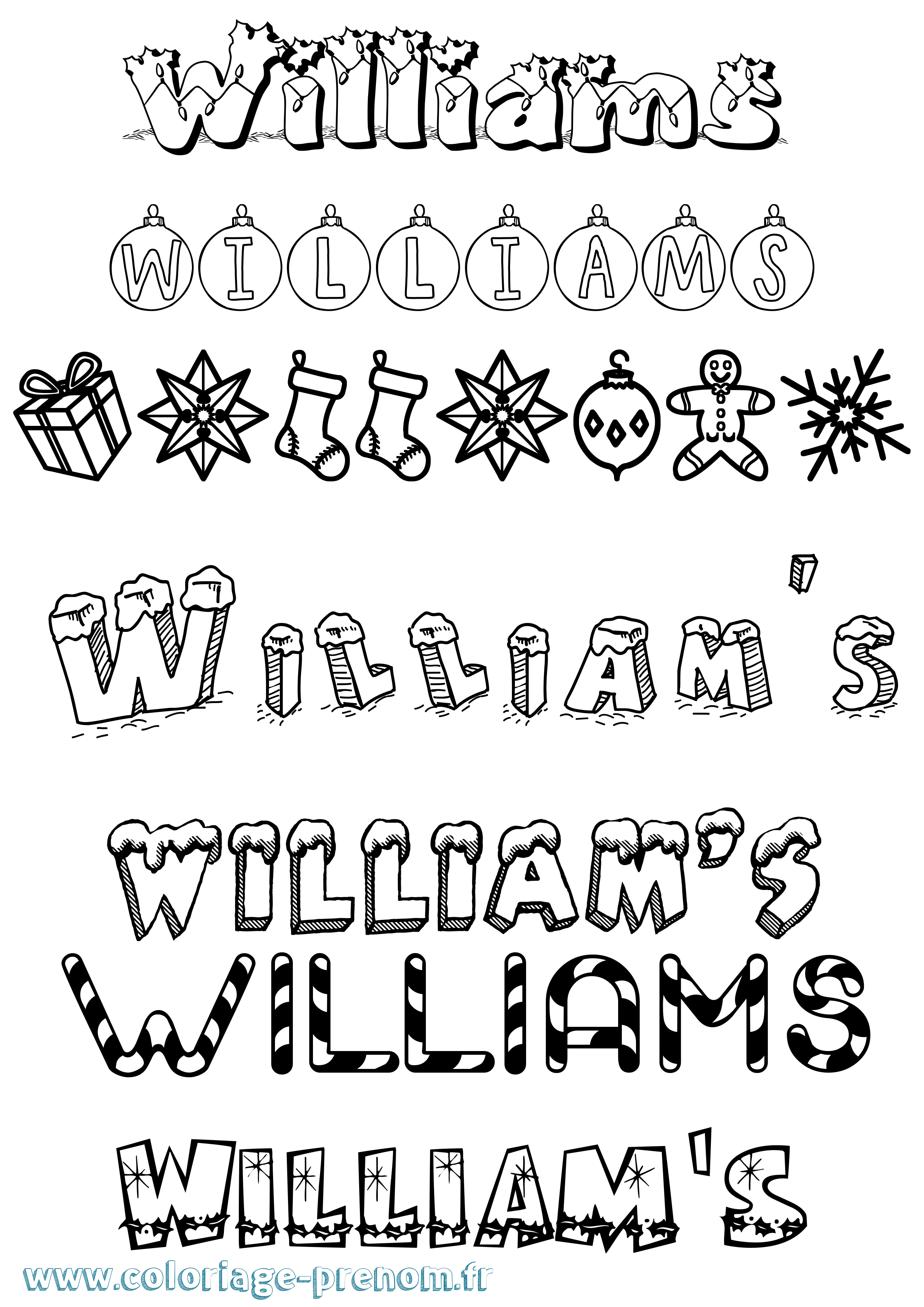 Coloriage William'S Noël Coloriage prénom William'S Noël