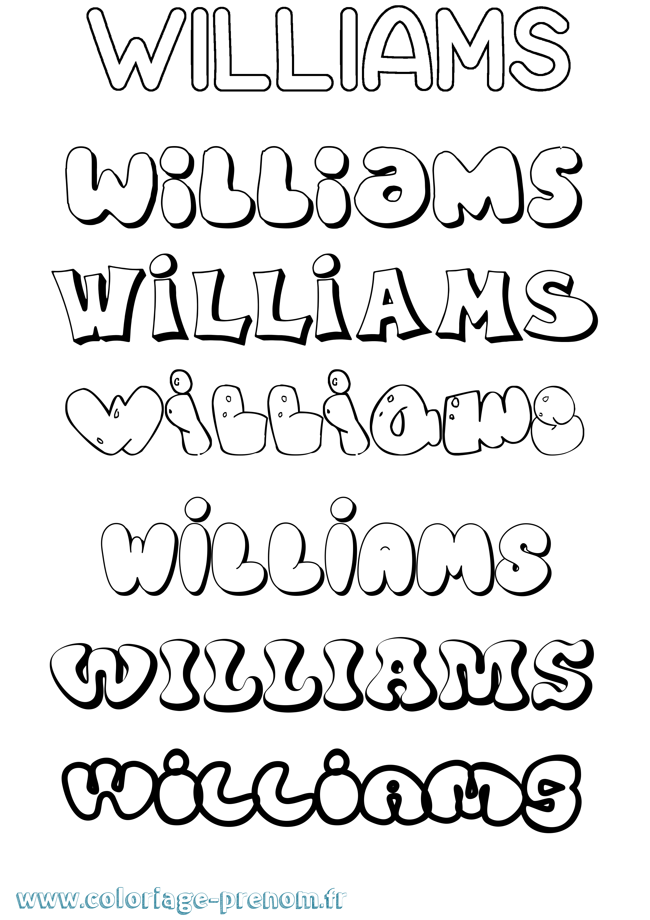 Coloriage Williams Bubble Coloriage prénom Williams Bubble