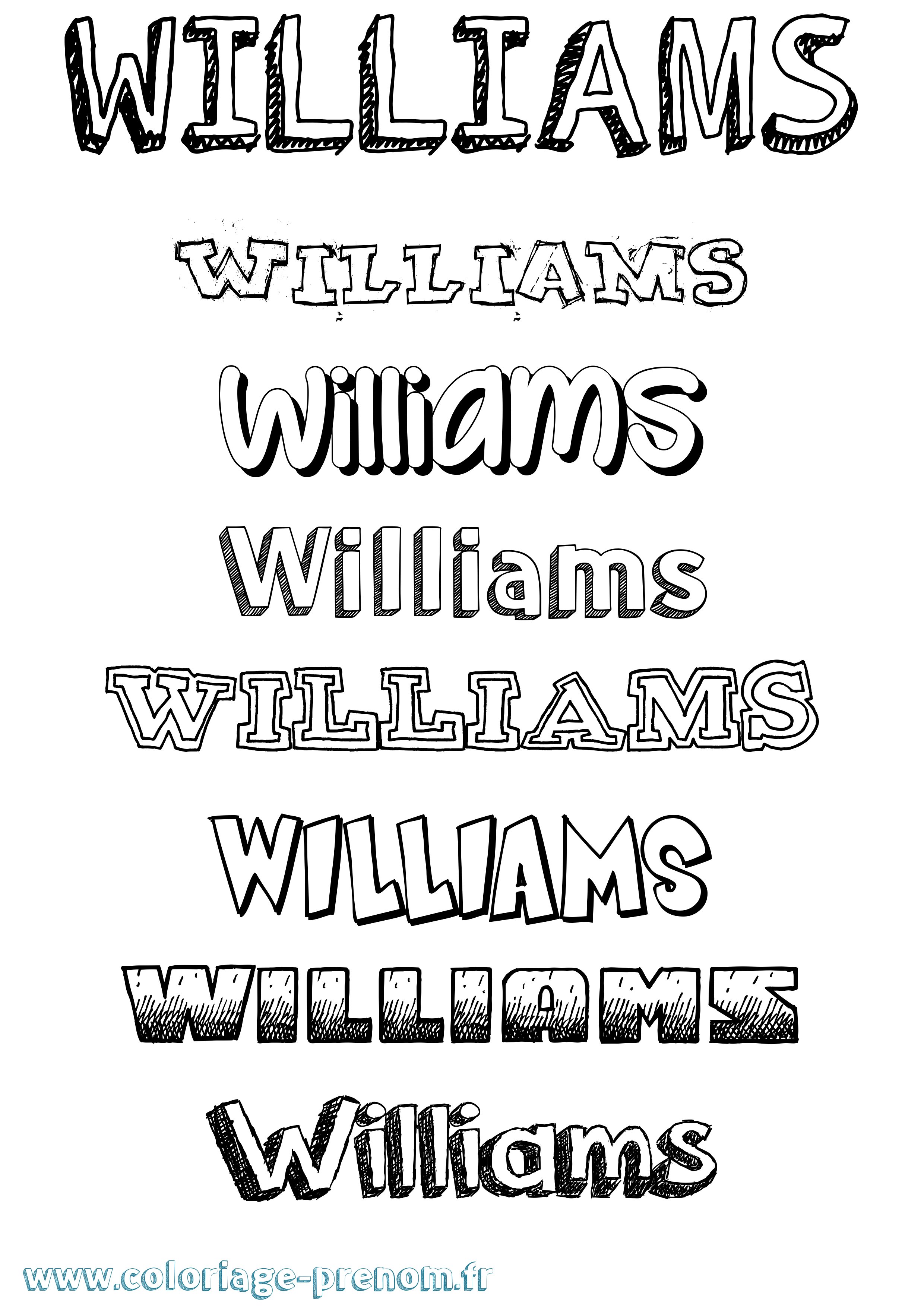Coloriage Williams Dessiné Coloriage prénom Williams Dessiné