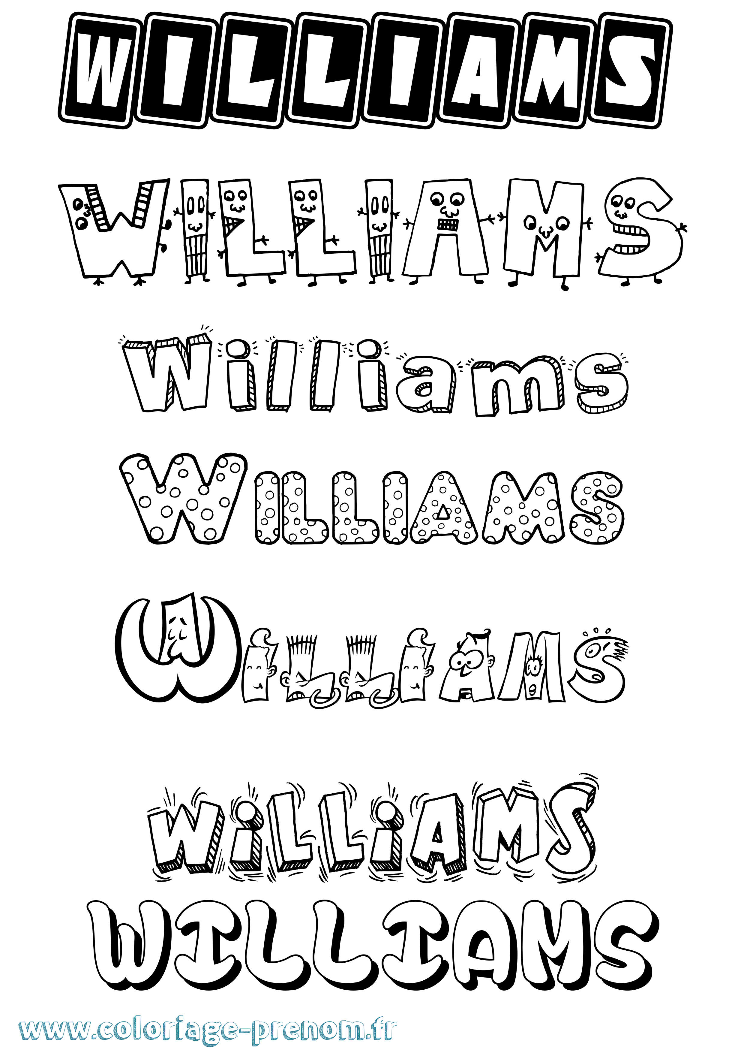 Coloriage Williams Fun Coloriage prénom Williams Fun