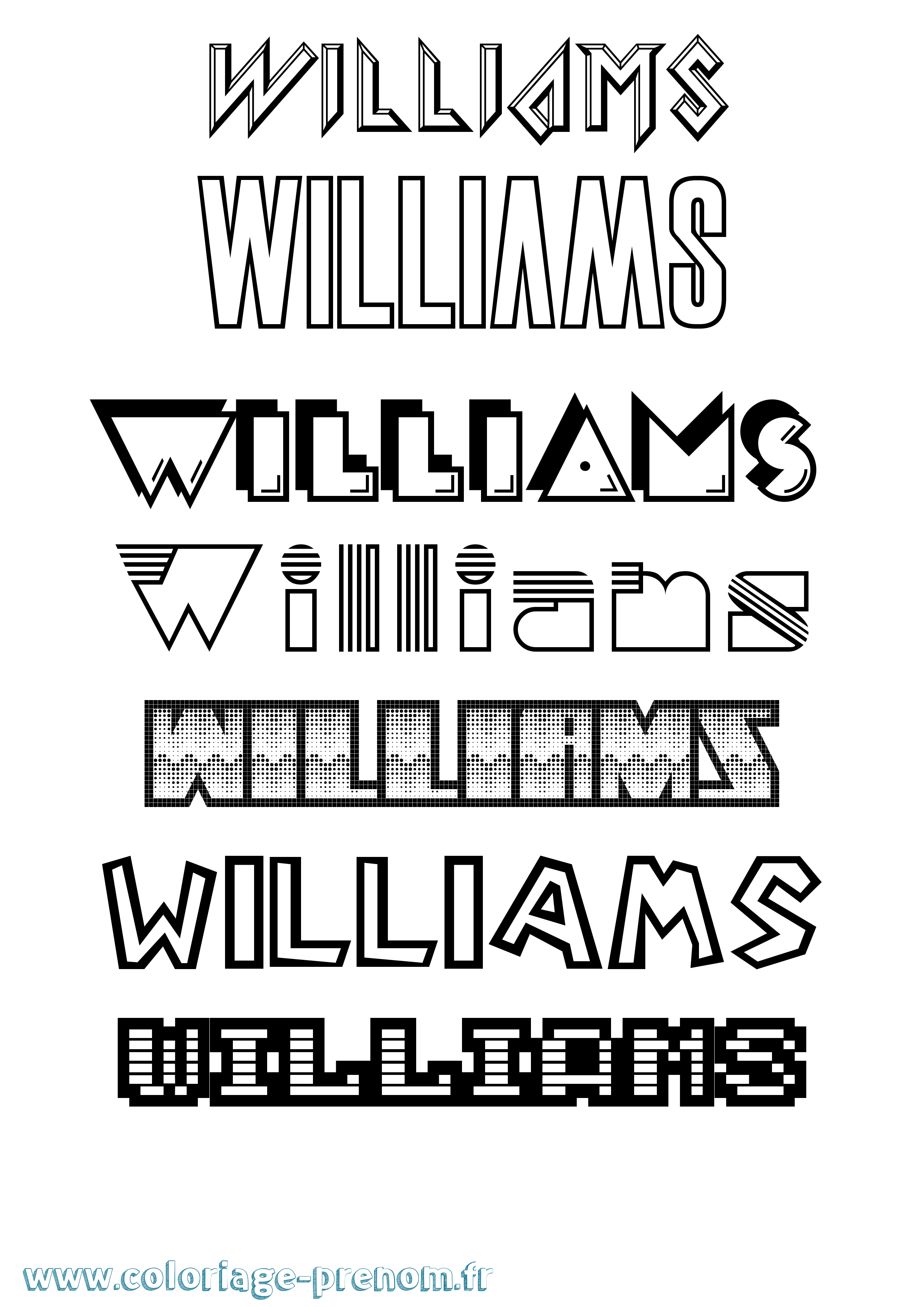 Coloriage Williams Jeux Vidéos Coloriage prénom Williams Jeux Vidéos
