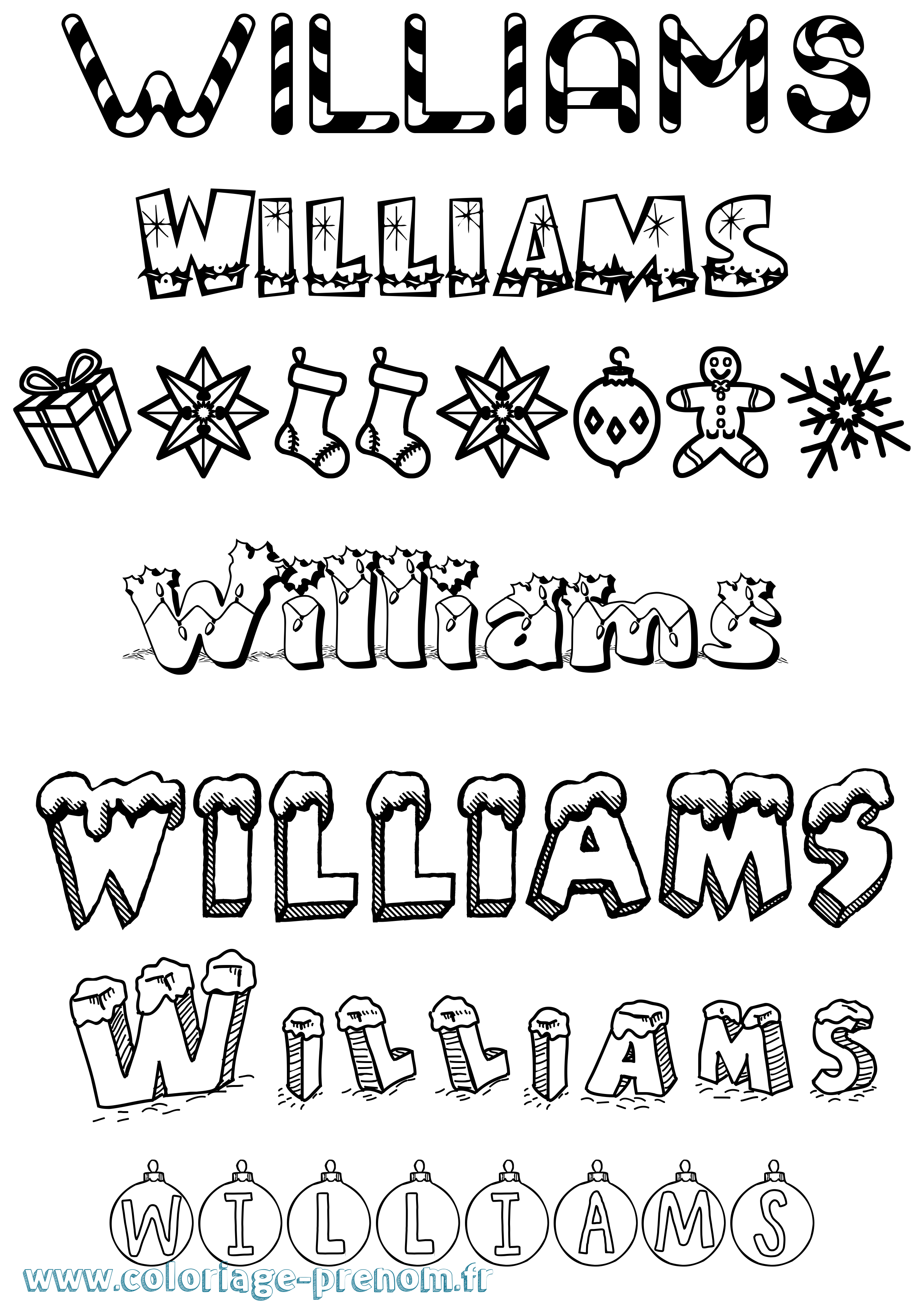 Coloriage Williams Noël Coloriage prénom Williams Noël