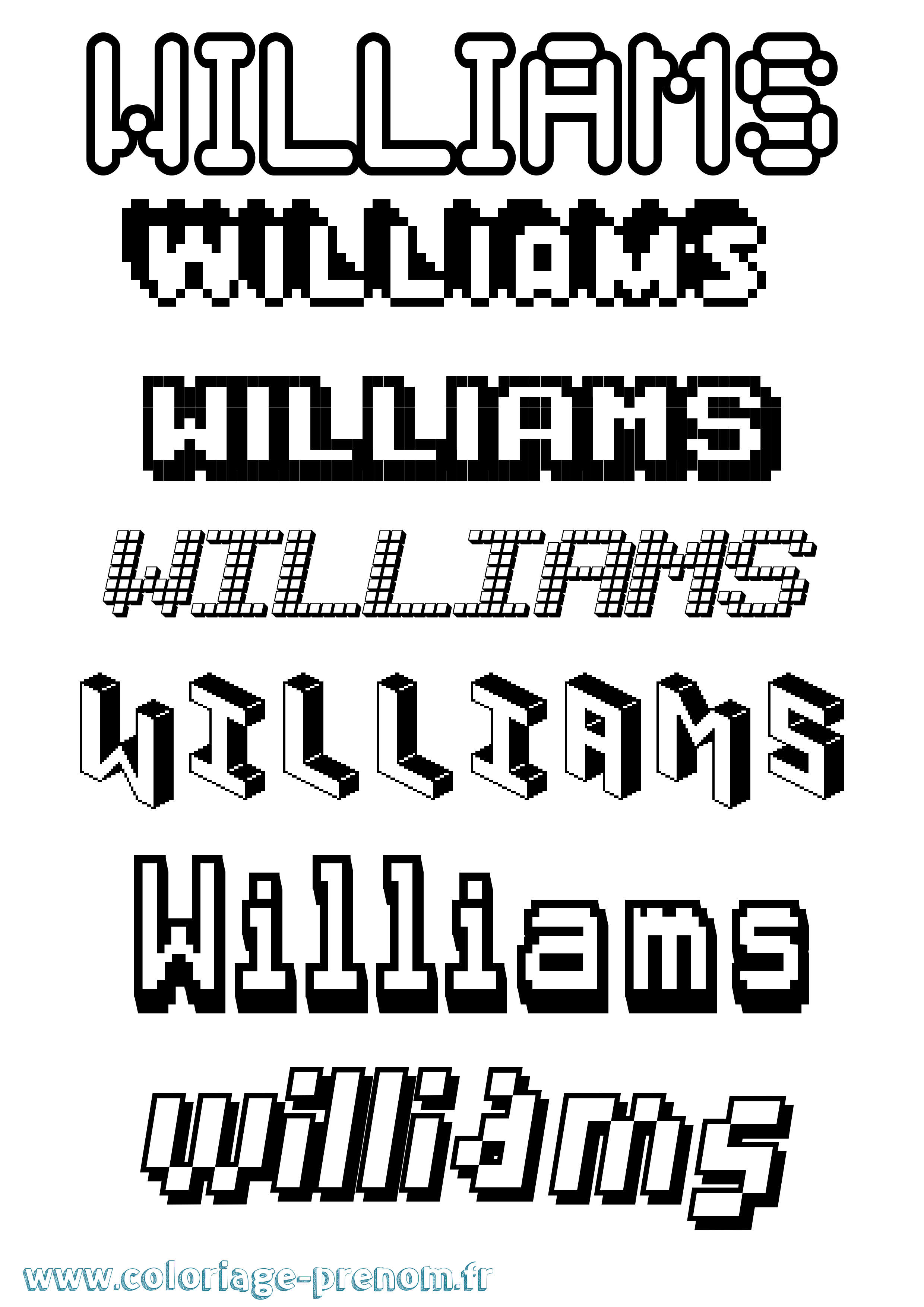 Coloriage Williams Pixel Coloriage prénom Williams Pixel