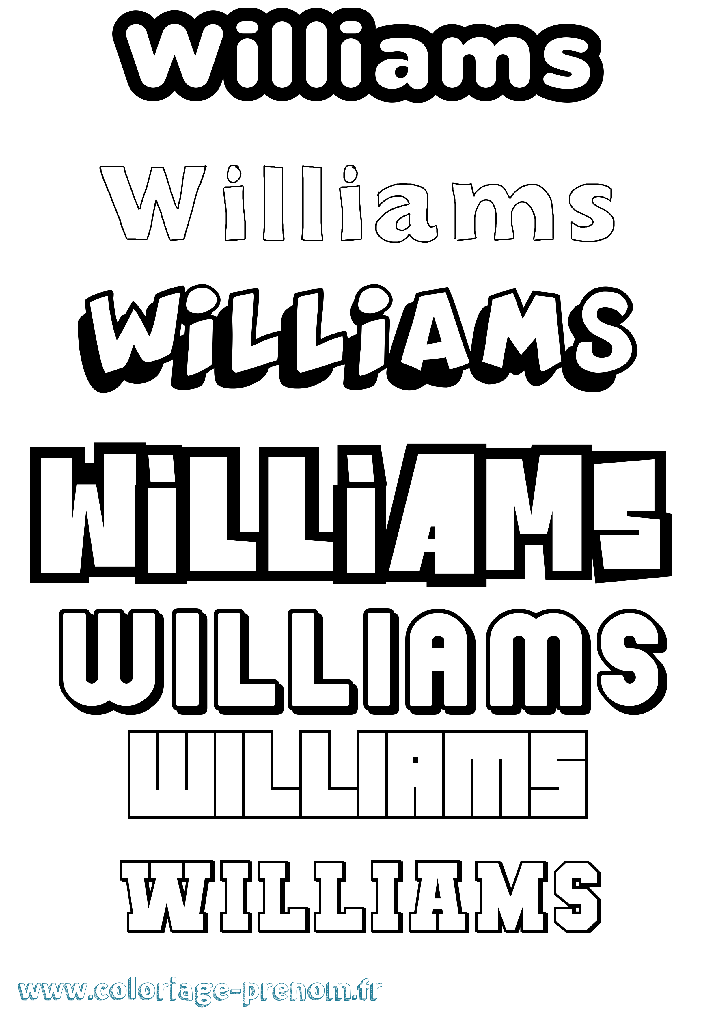 Coloriage Williams Simple Coloriage prénom Williams Simple