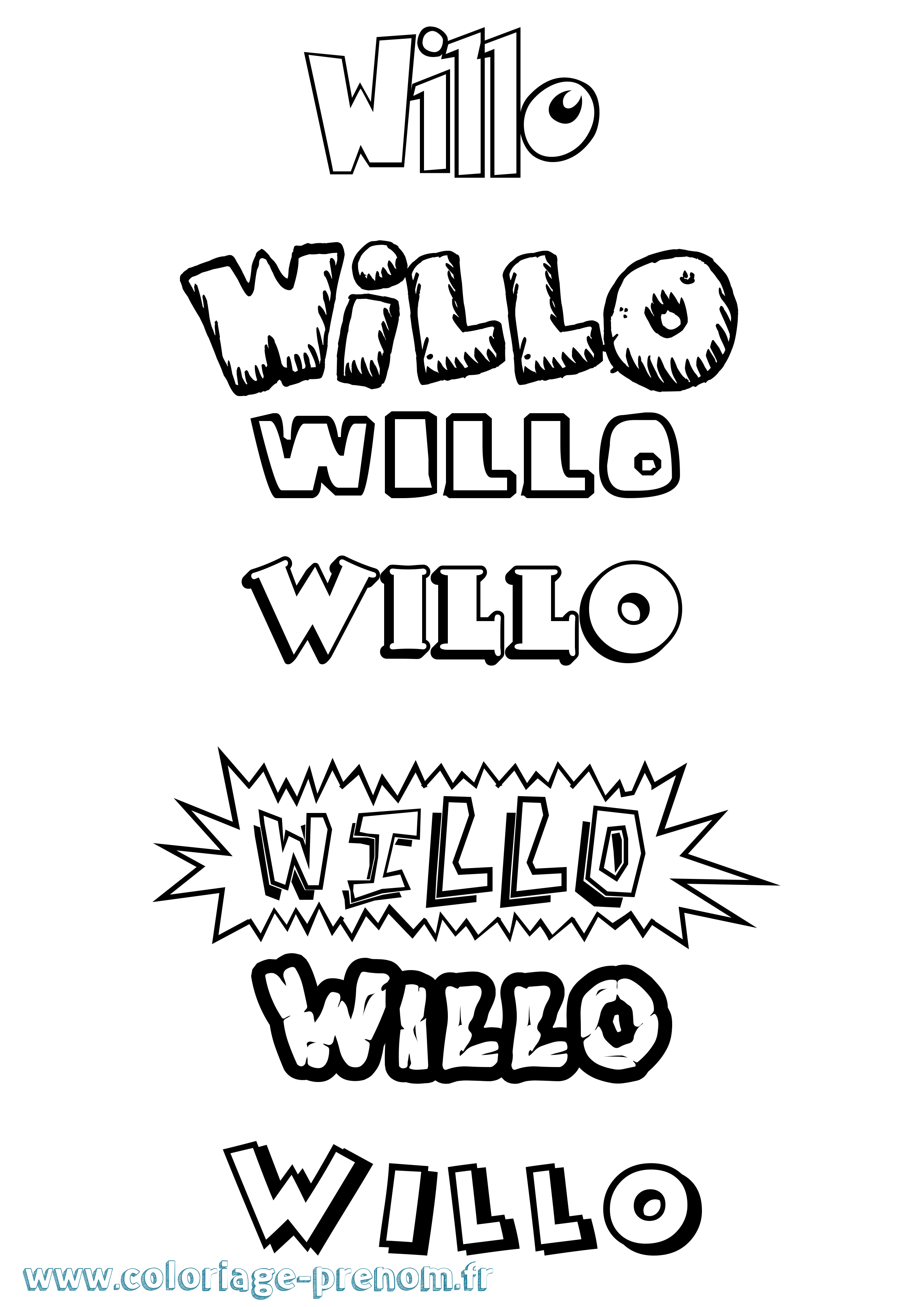 Coloriage Willo Dessin Animé Coloriage prénom Willo Dessin Animé
