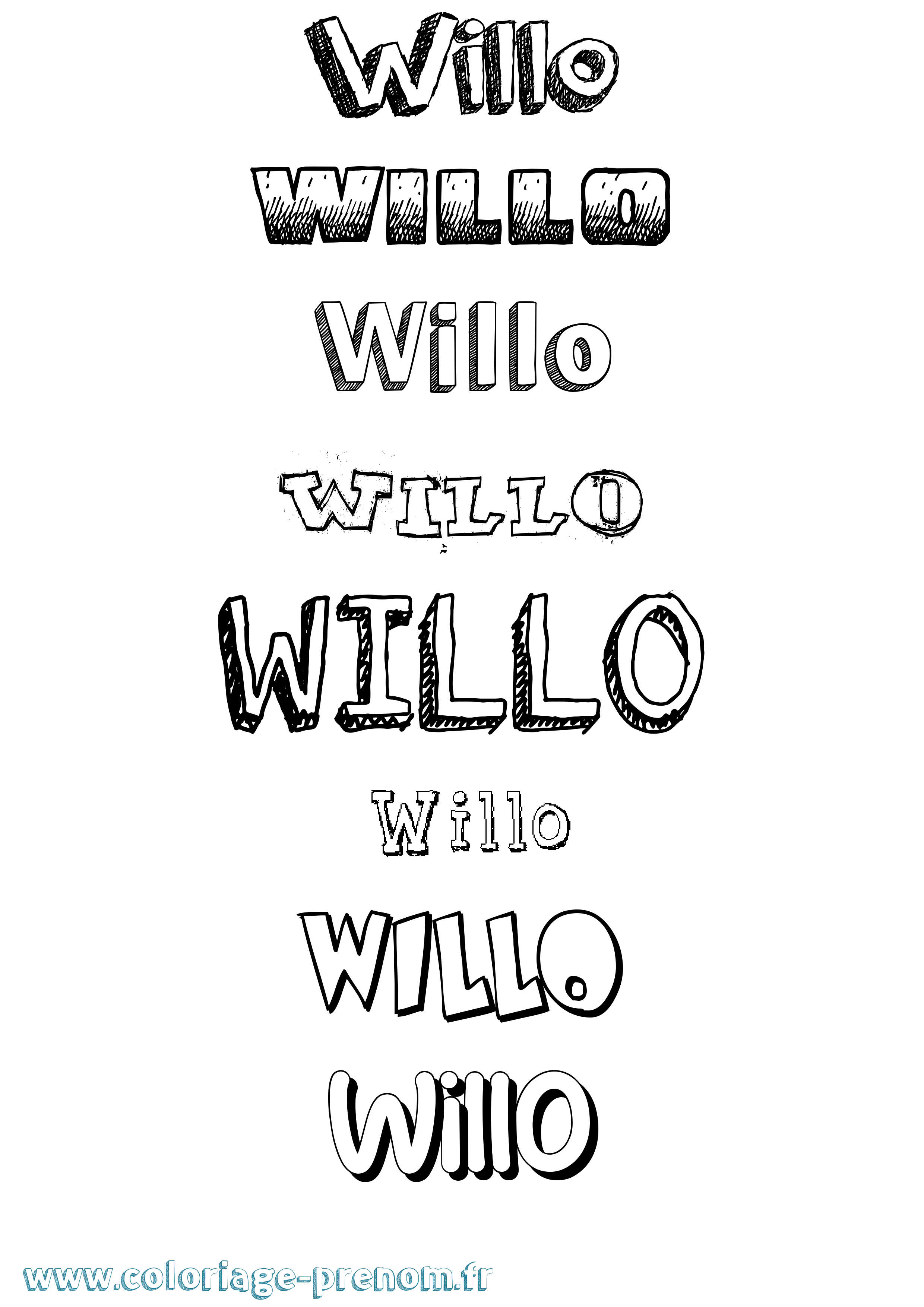 Coloriage Willo Dessiné Coloriage prénom Willo Dessiné