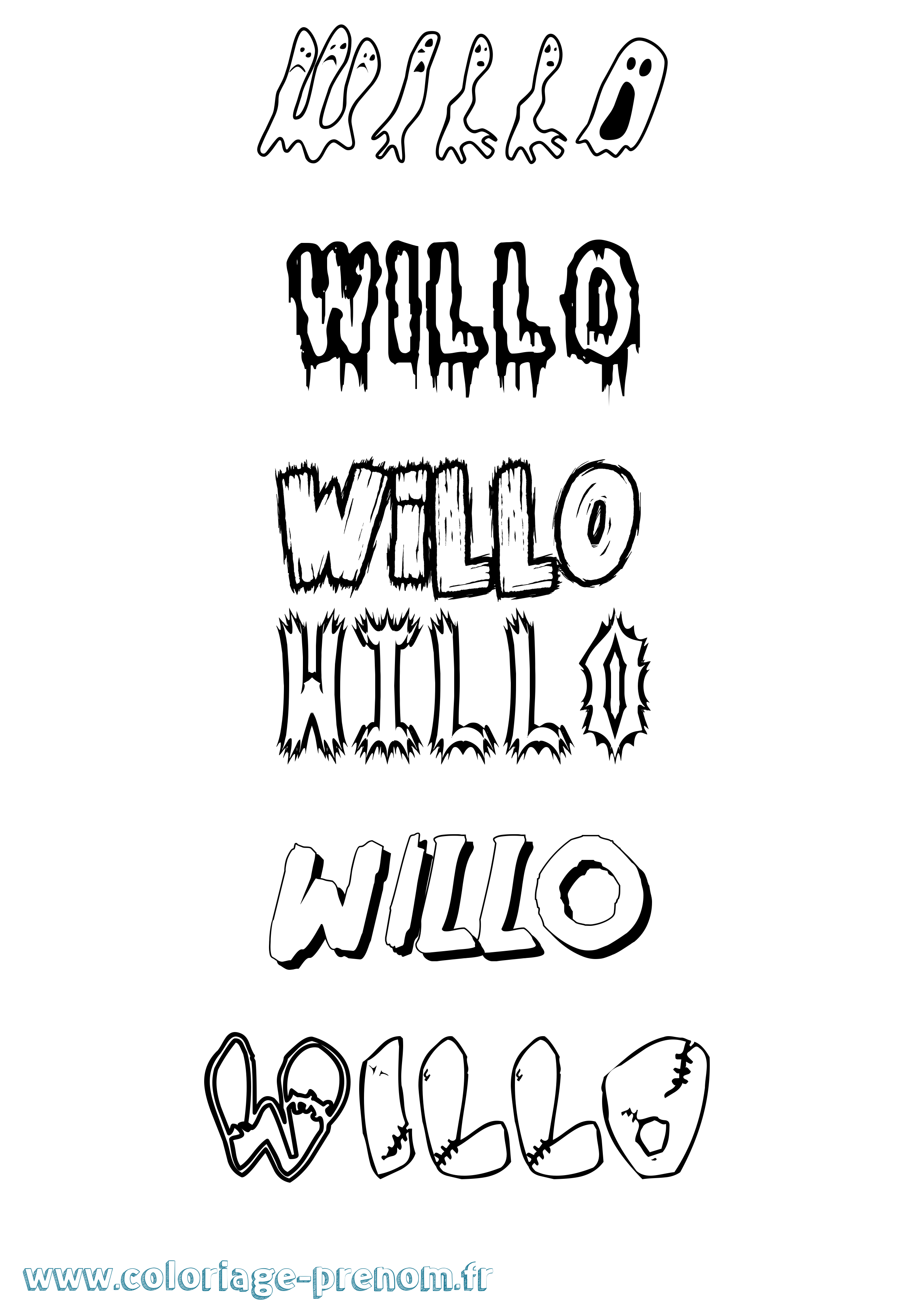 Coloriage Willo Frisson Coloriage prénom Willo Frisson