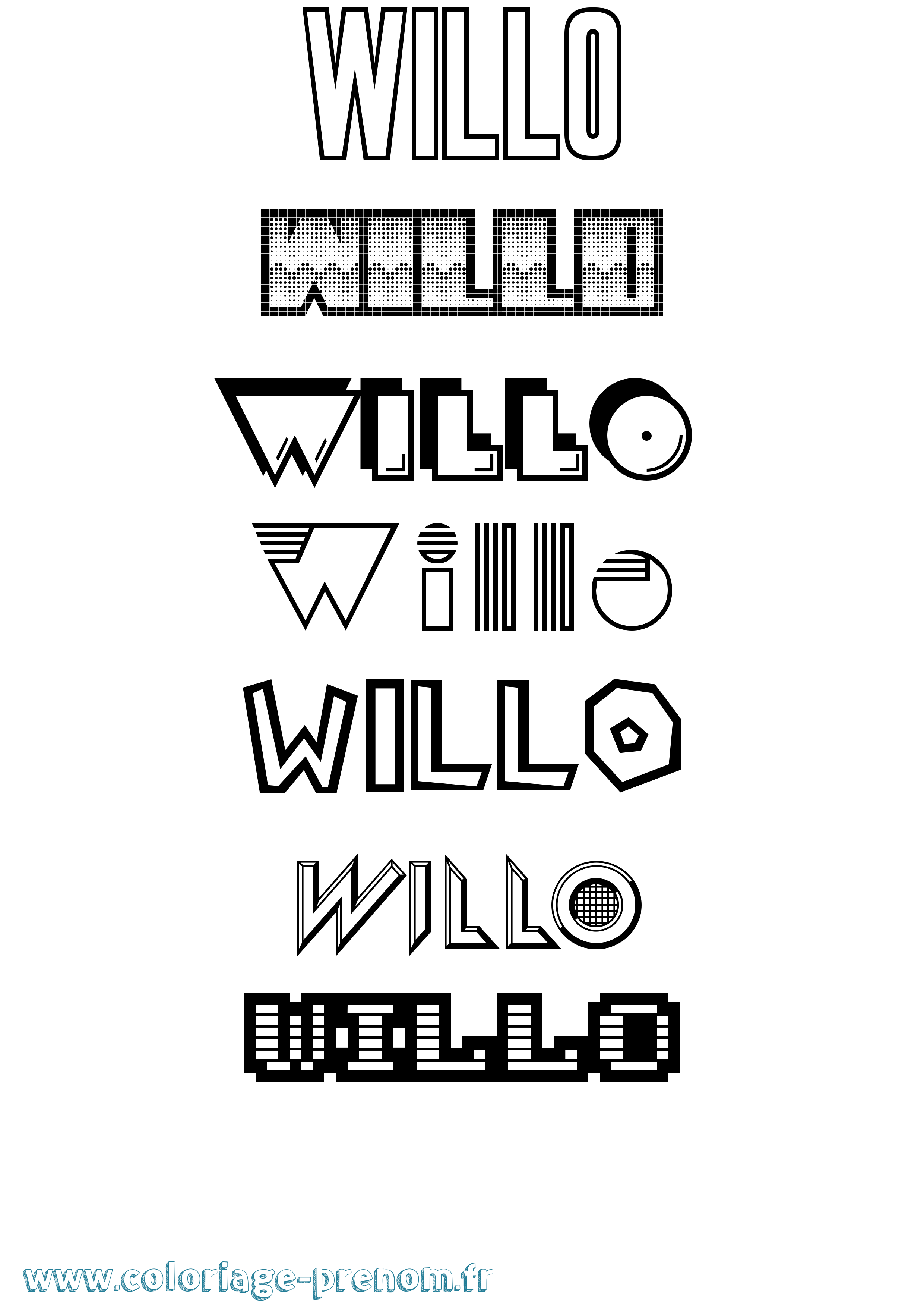 Coloriage Willo Jeux Vidéos Coloriage prénom Willo Jeux Vidéos