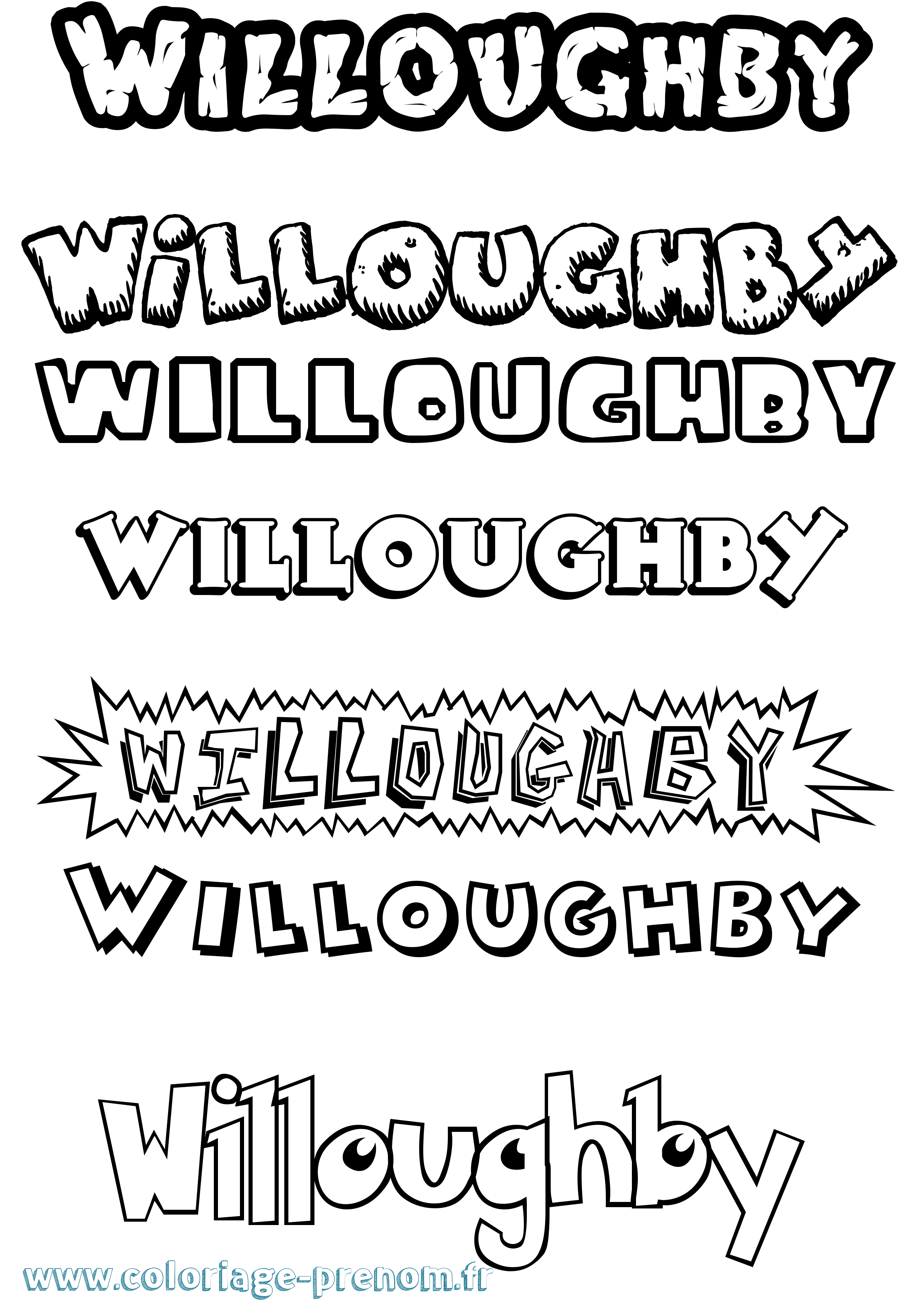 Coloriage Willoughby Dessin Animé Coloriage prénom Willoughby Dessin Animé