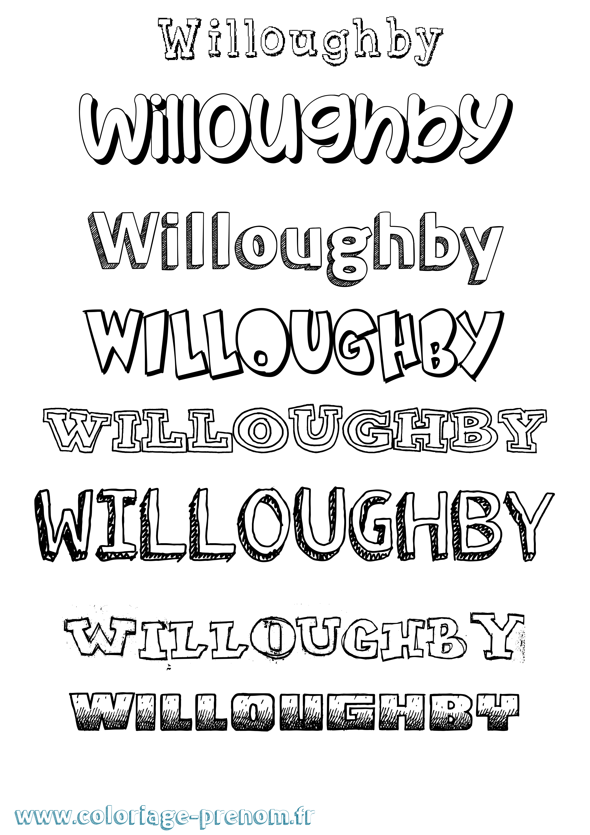 Coloriage Willoughby Dessiné Coloriage prénom Willoughby Dessiné
