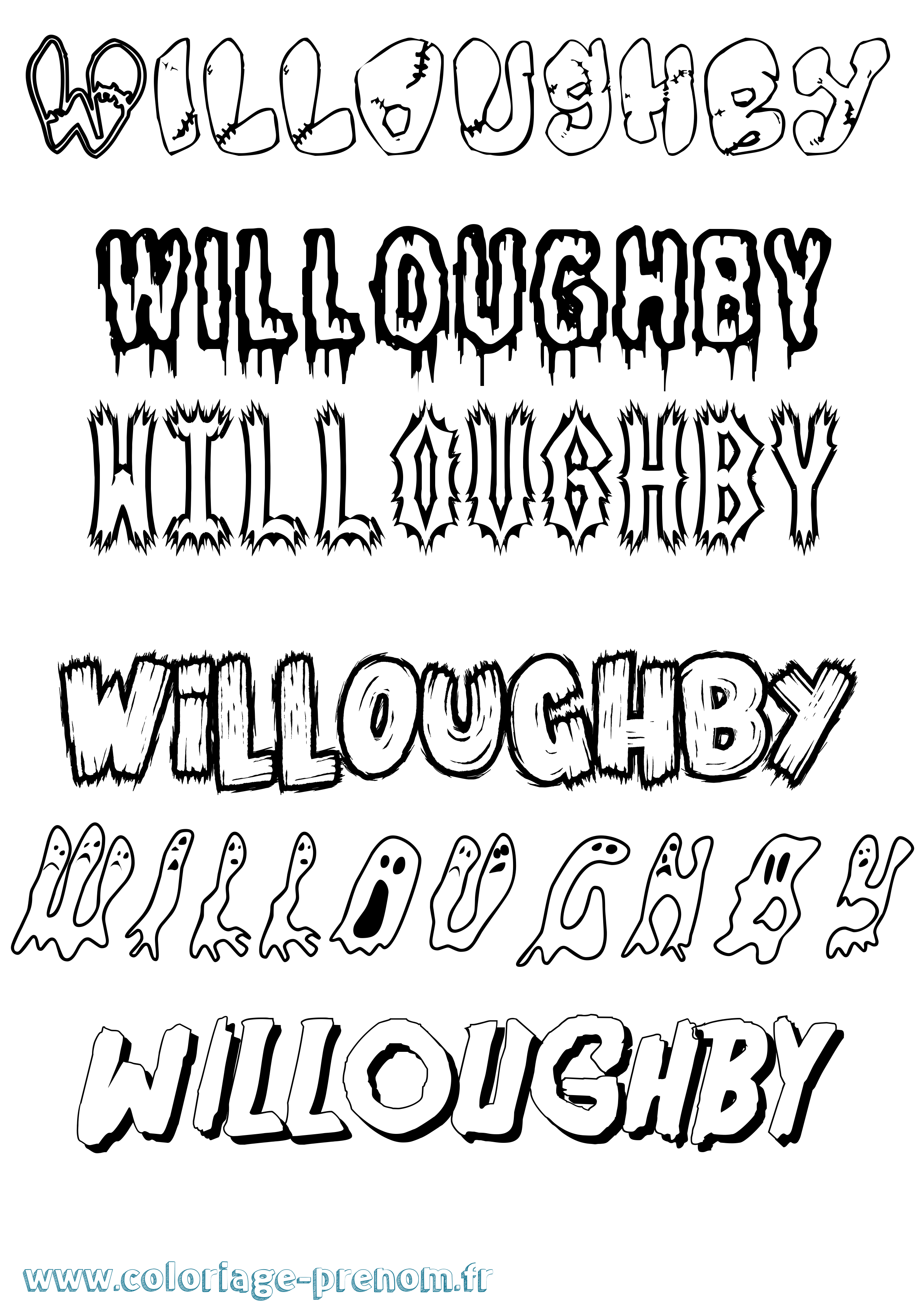 Coloriage Willoughby Frisson Coloriage prénom Willoughby Frisson