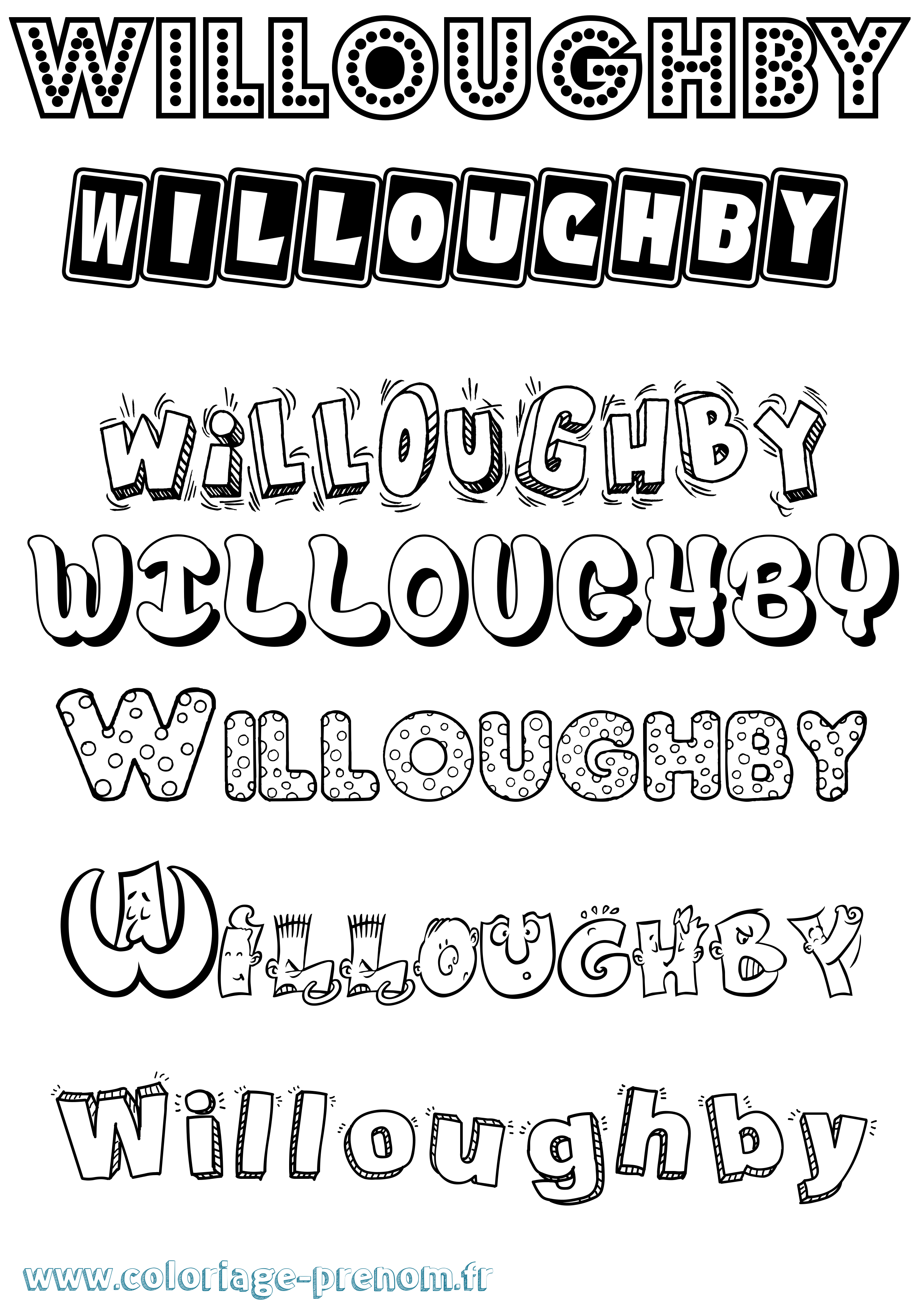 Coloriage Willoughby Fun Coloriage prénom Willoughby Fun