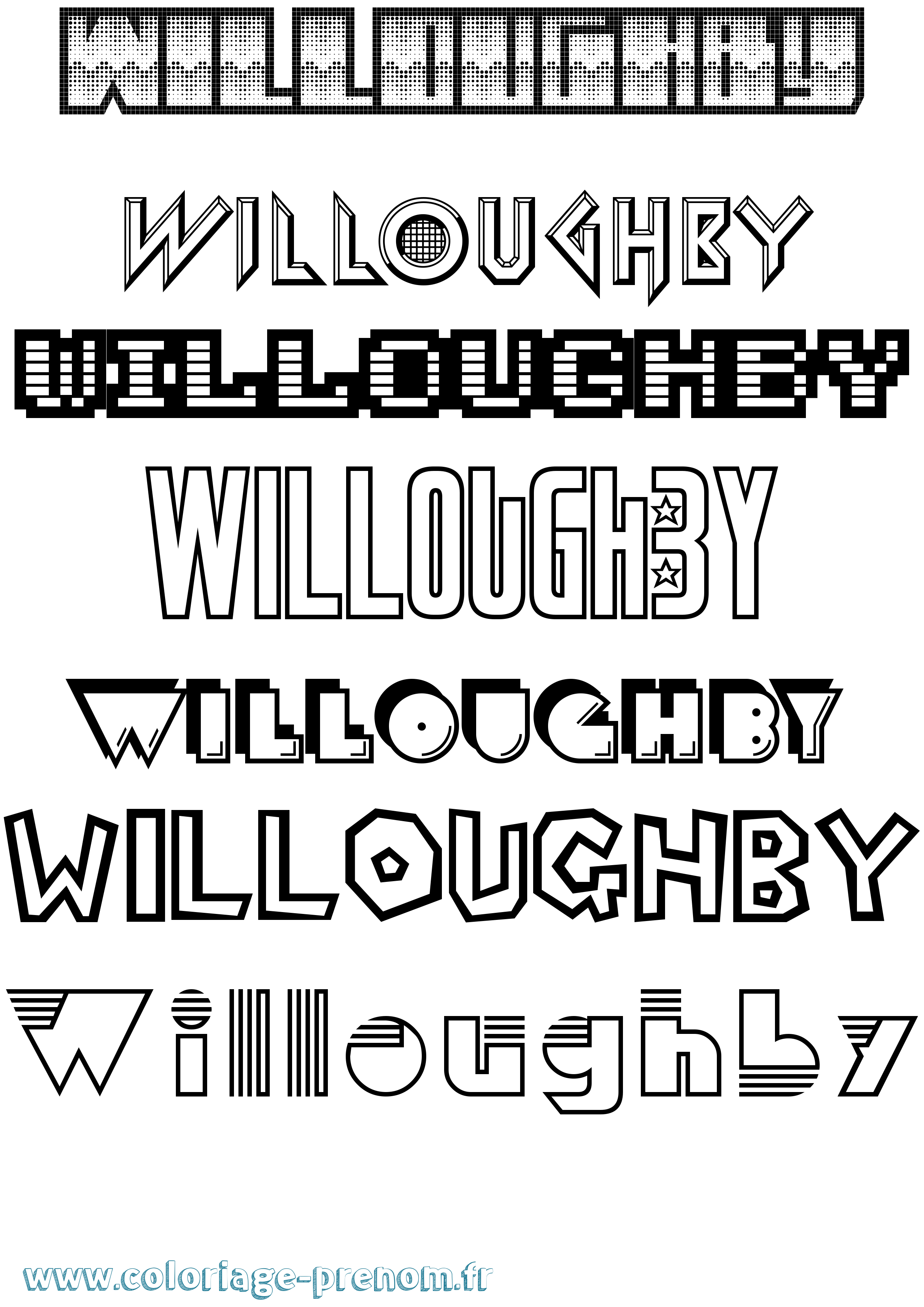 Coloriage Willoughby Jeux Vidéos Coloriage prénom Willoughby Jeux Vidéos