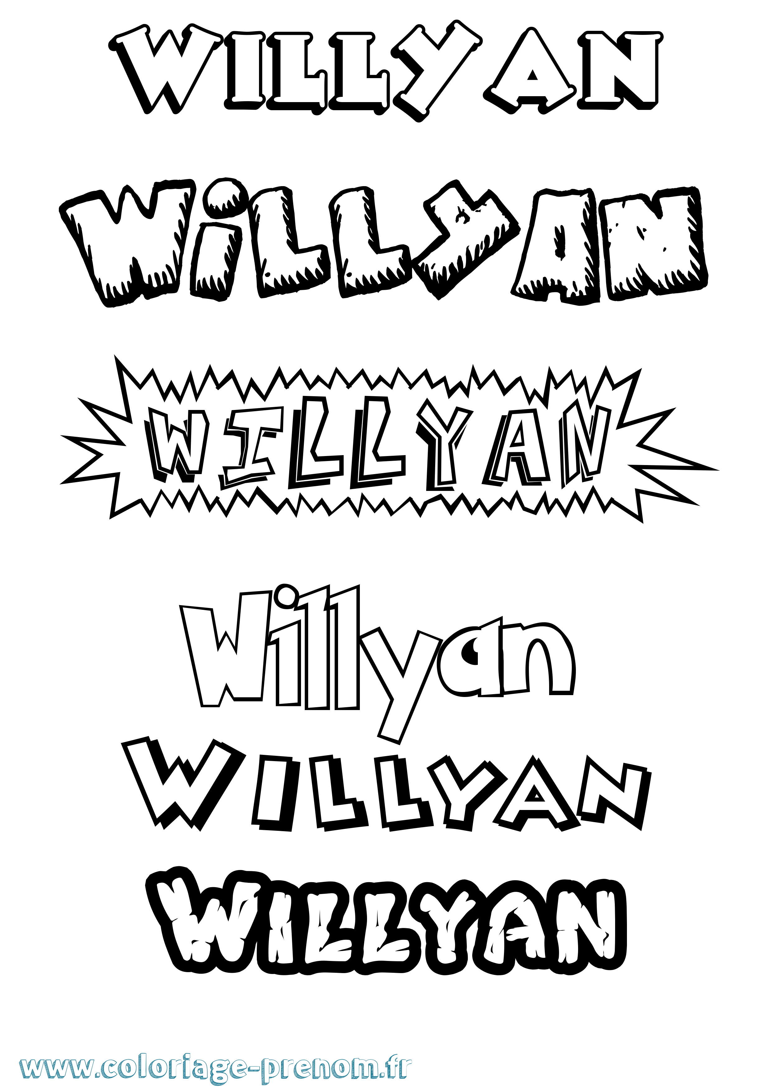 Coloriage Willyan Dessin Animé Coloriage prénom Willyan Dessin Animé