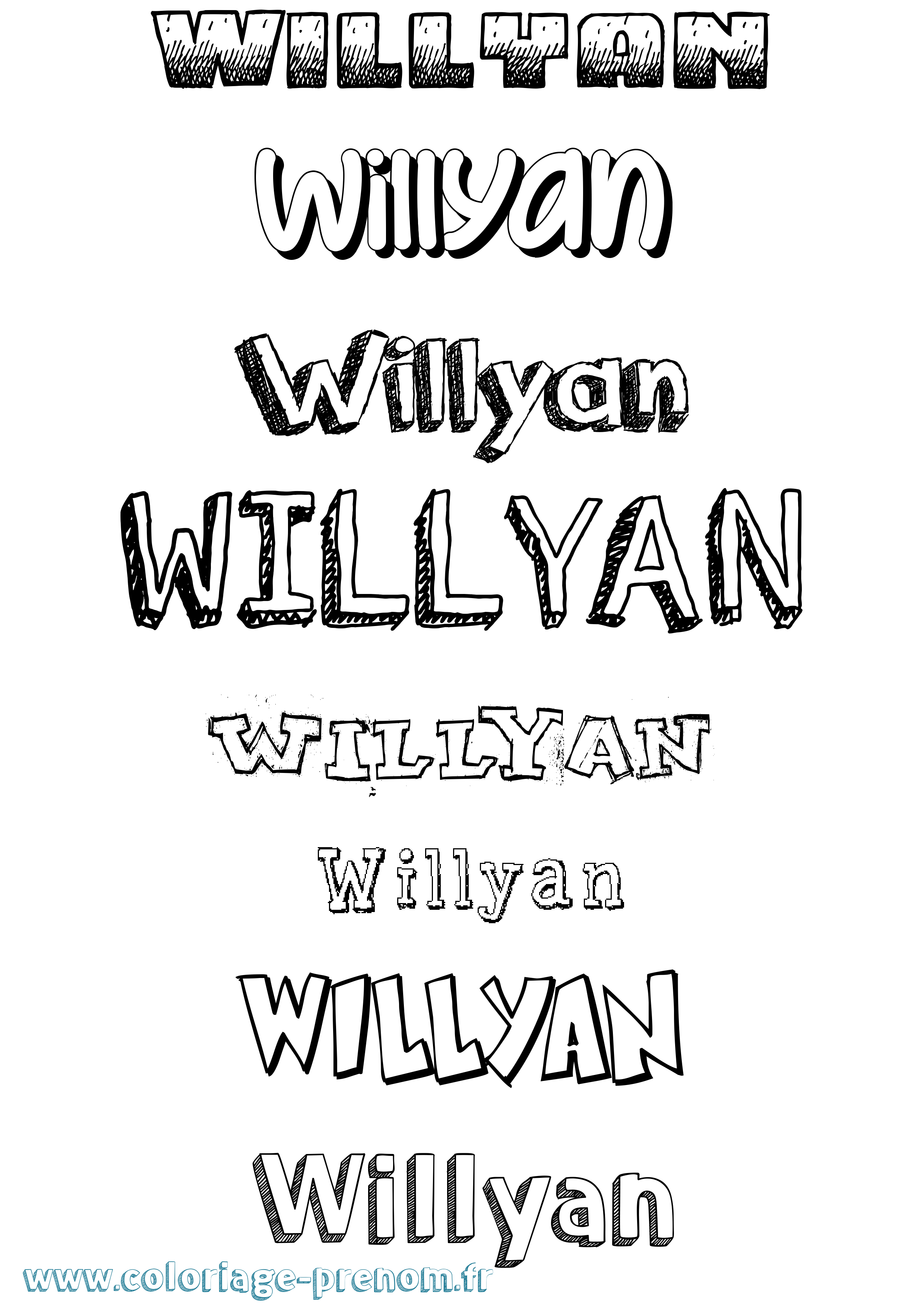 Coloriage Willyan Dessiné Coloriage prénom Willyan Dessiné